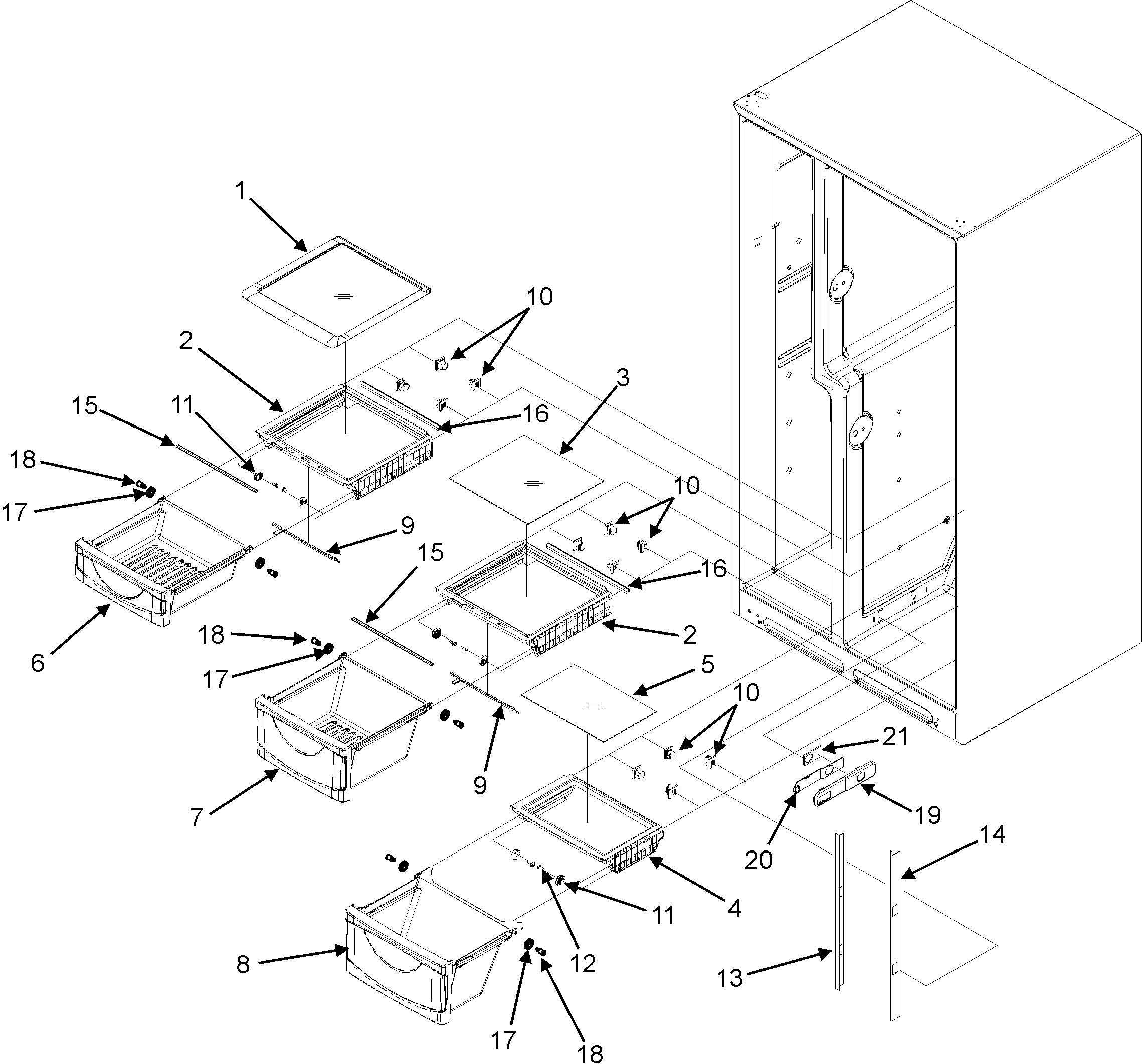 Maytag MZD2665HES crisper assembly diagram
