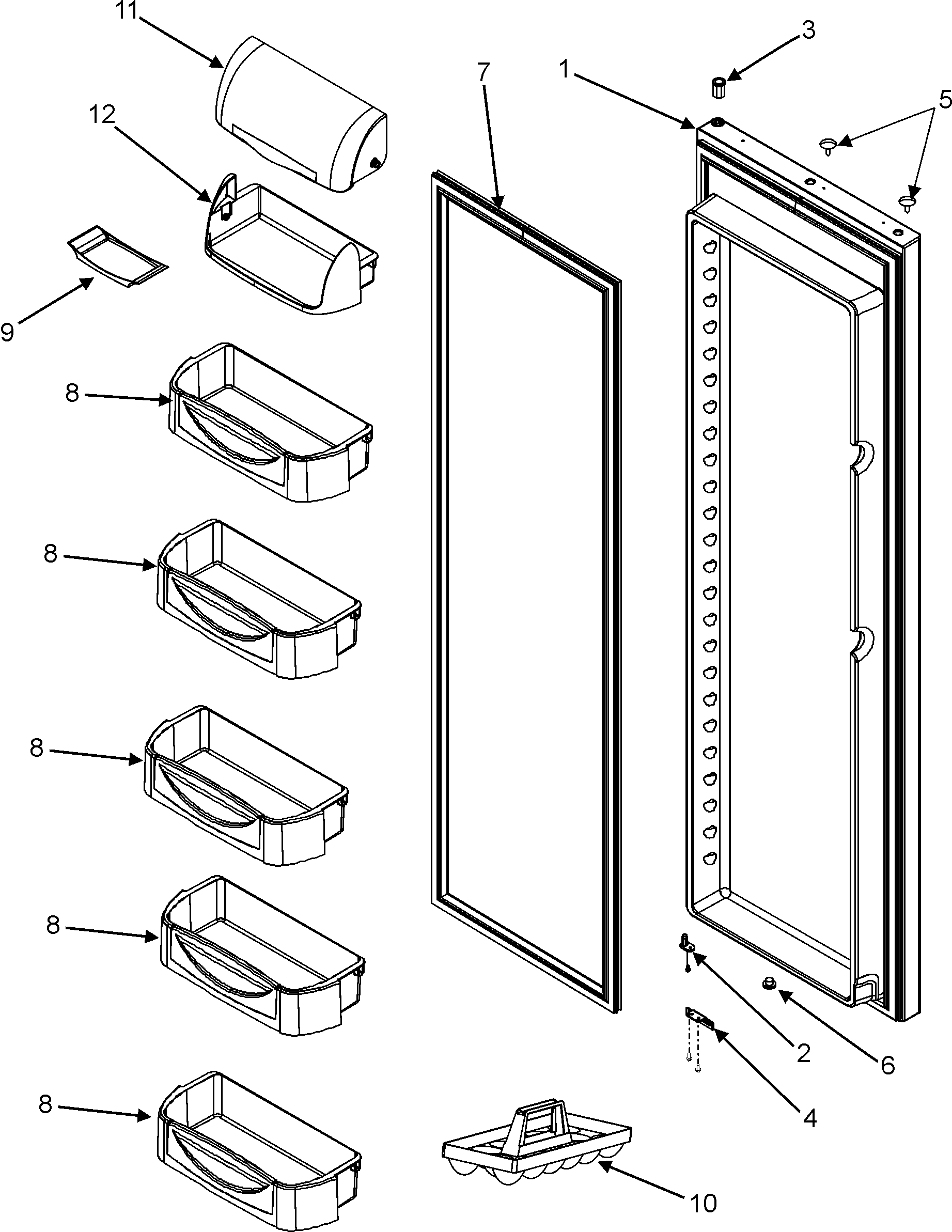 Maytag MSD2655HEQ refrigerator door (series 10) diagram