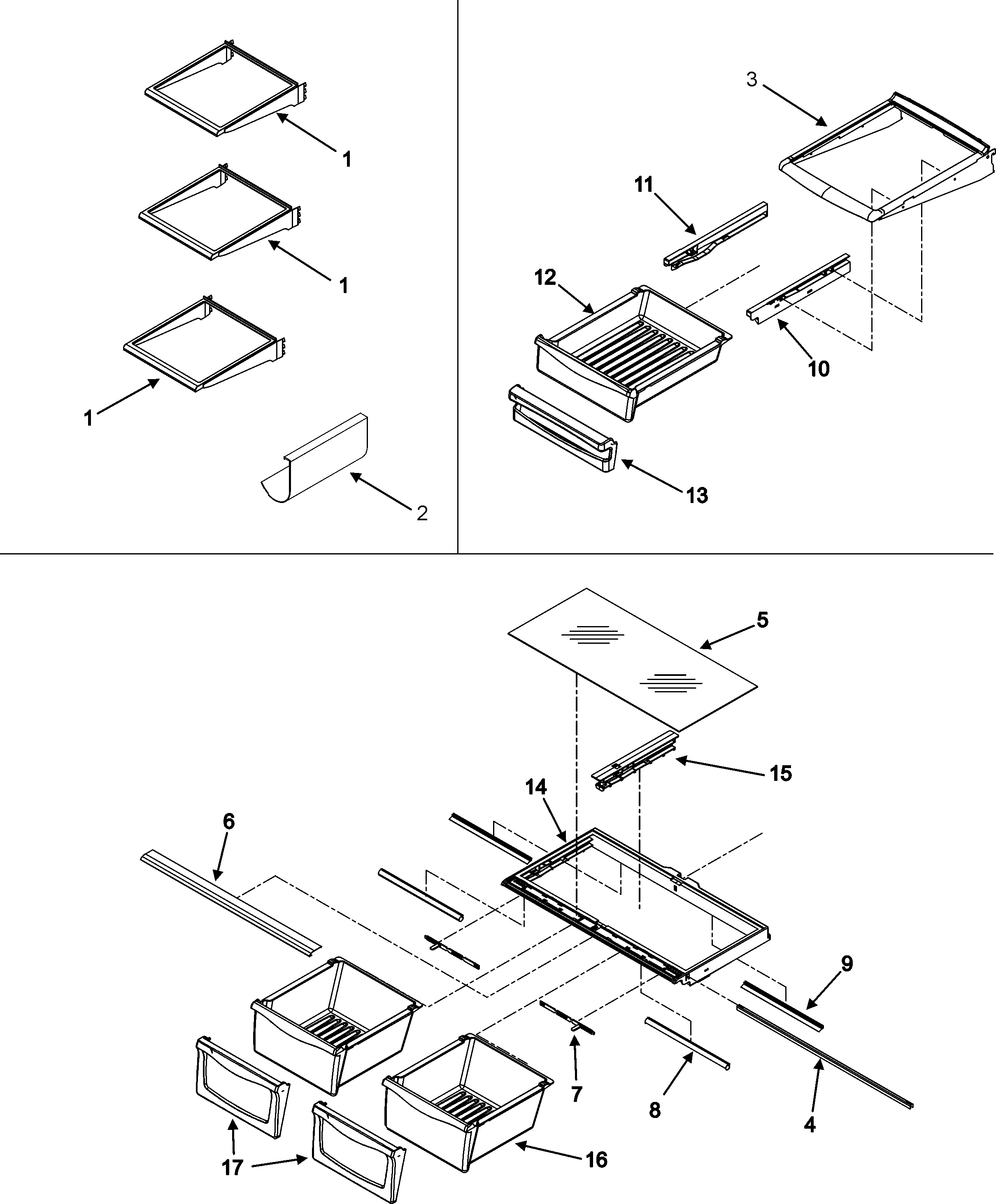 Maytag MBF2256HEQ refrigerator shelves diagram