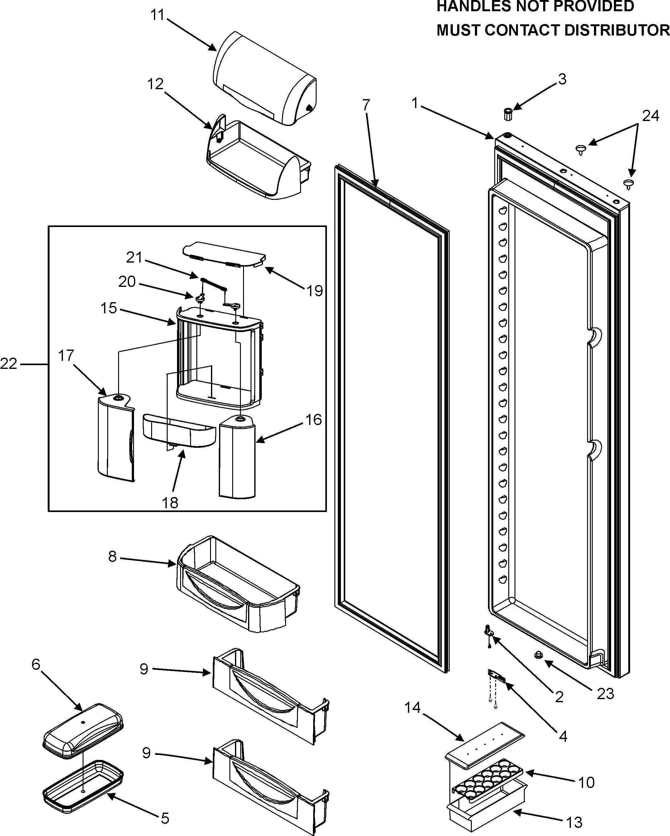 Jenn-Air JC2225GEKB refrigerator door diagram
