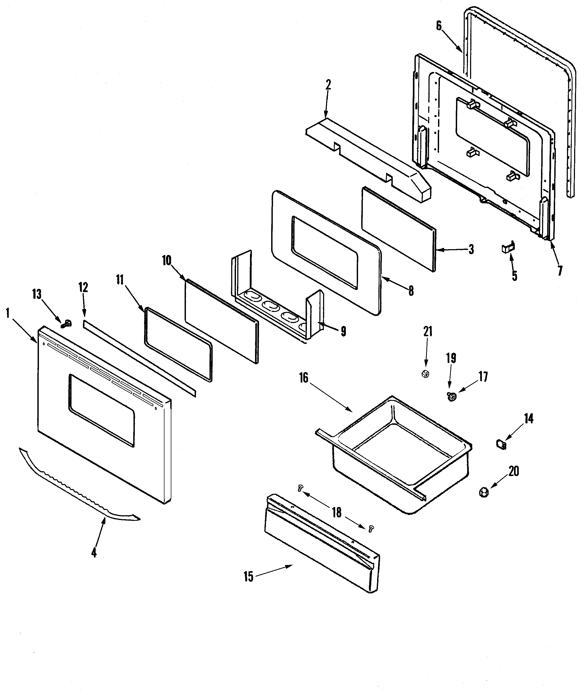 Maytag MER4351AGW door/drawer diagram