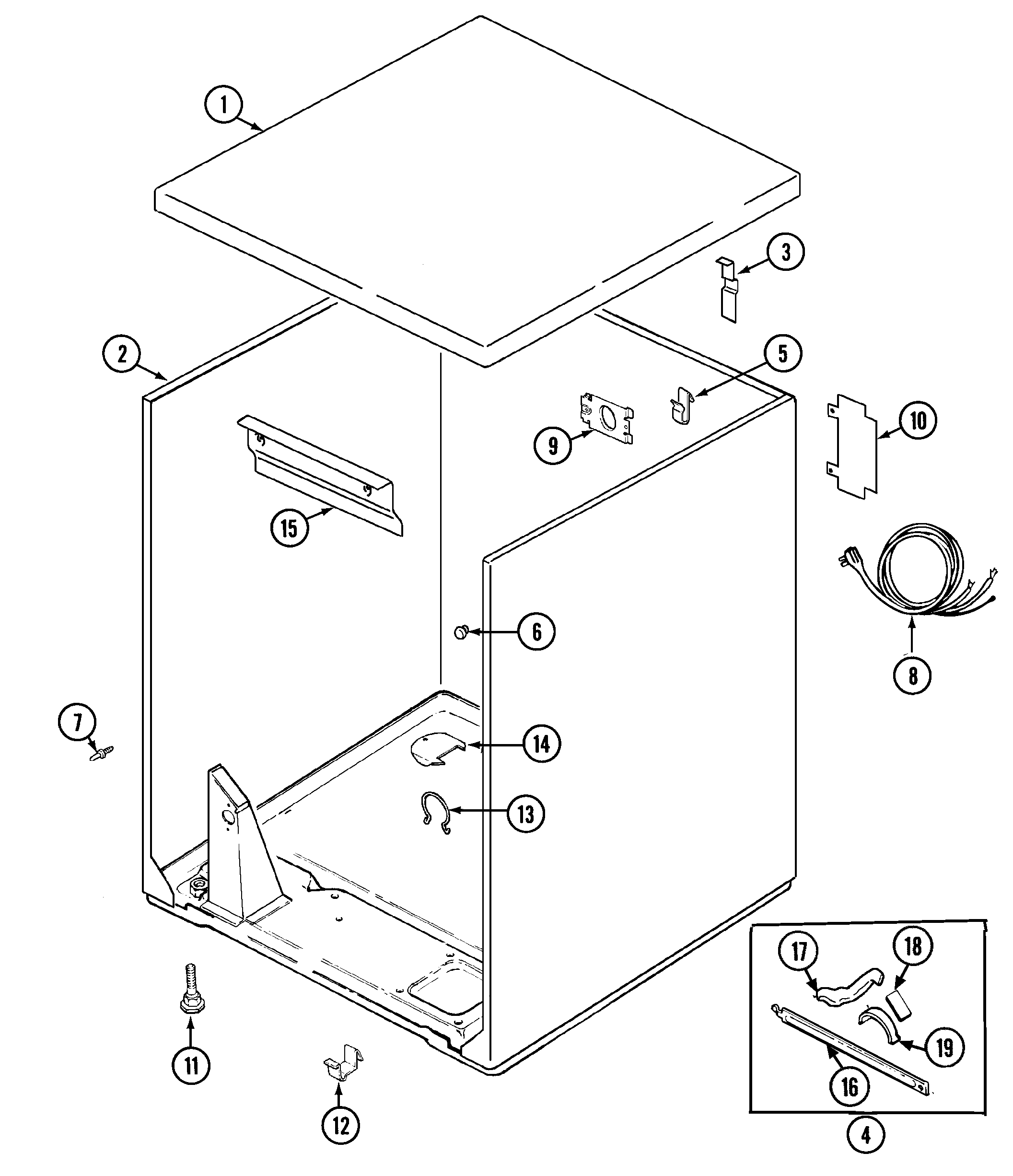 Admiral ADE7000AYW cabinet diagram