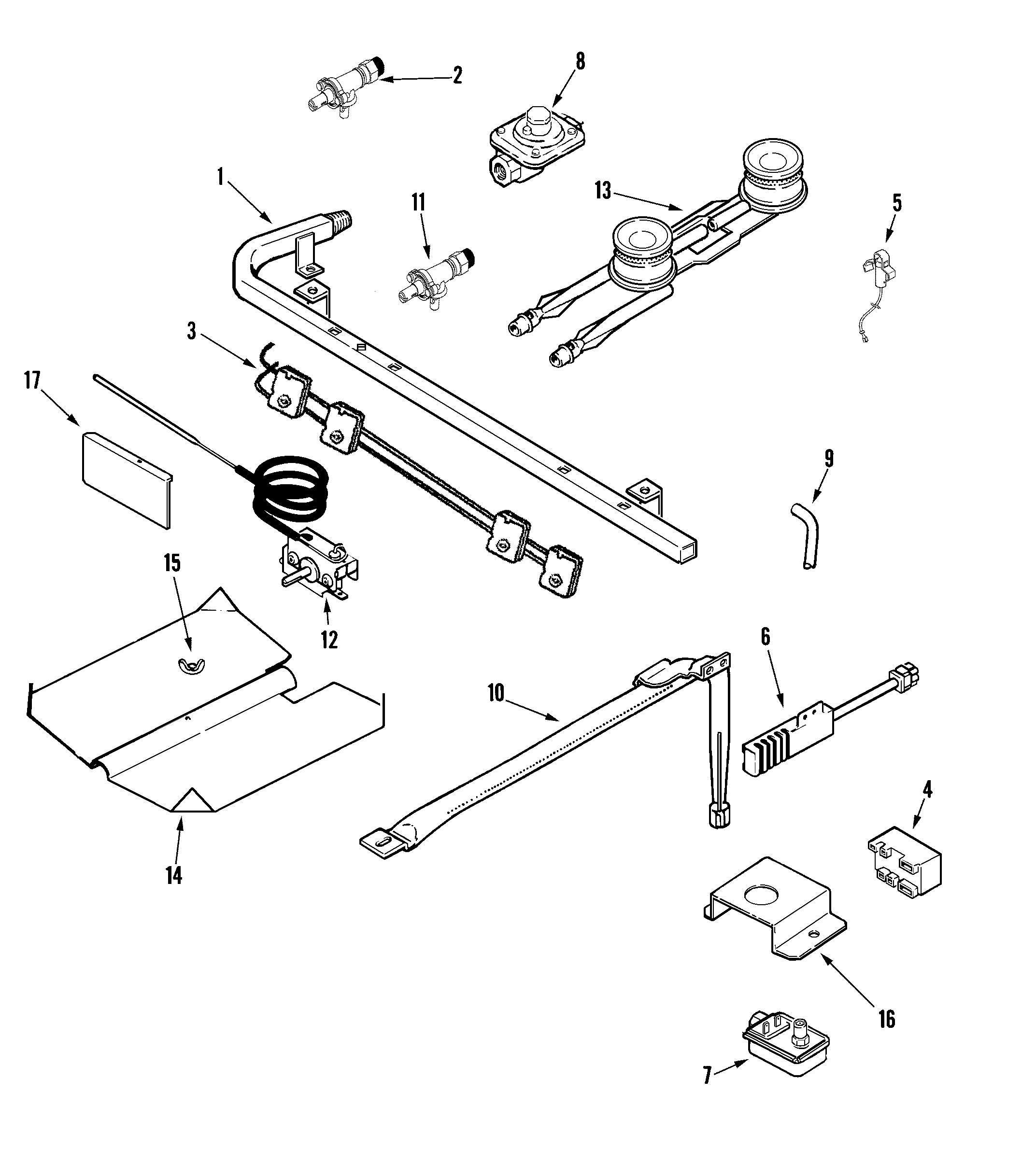 Maytag MLR1110AJW gas controls diagram