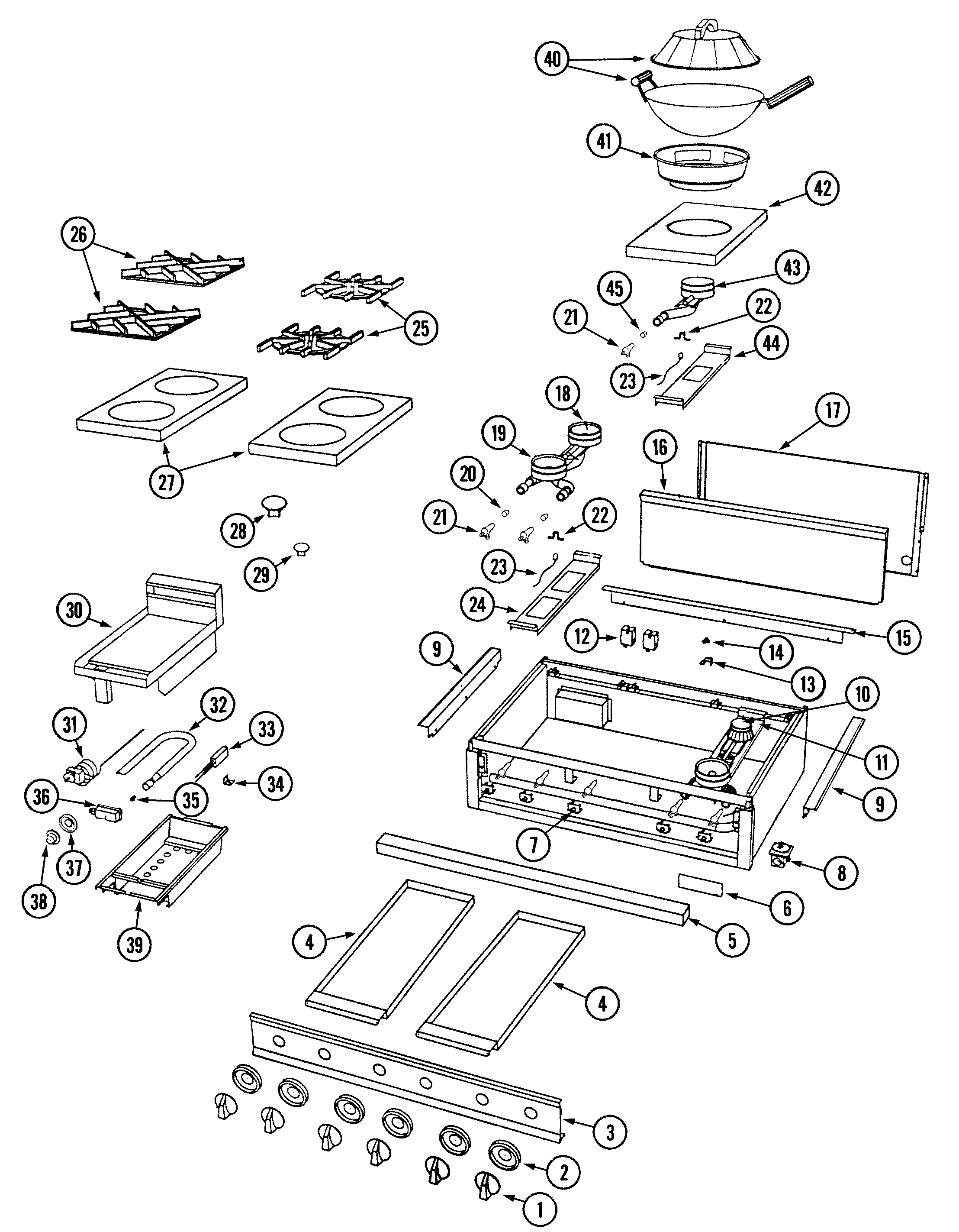 Dynasty DCT597GWOK top assembly/gas controls diagram