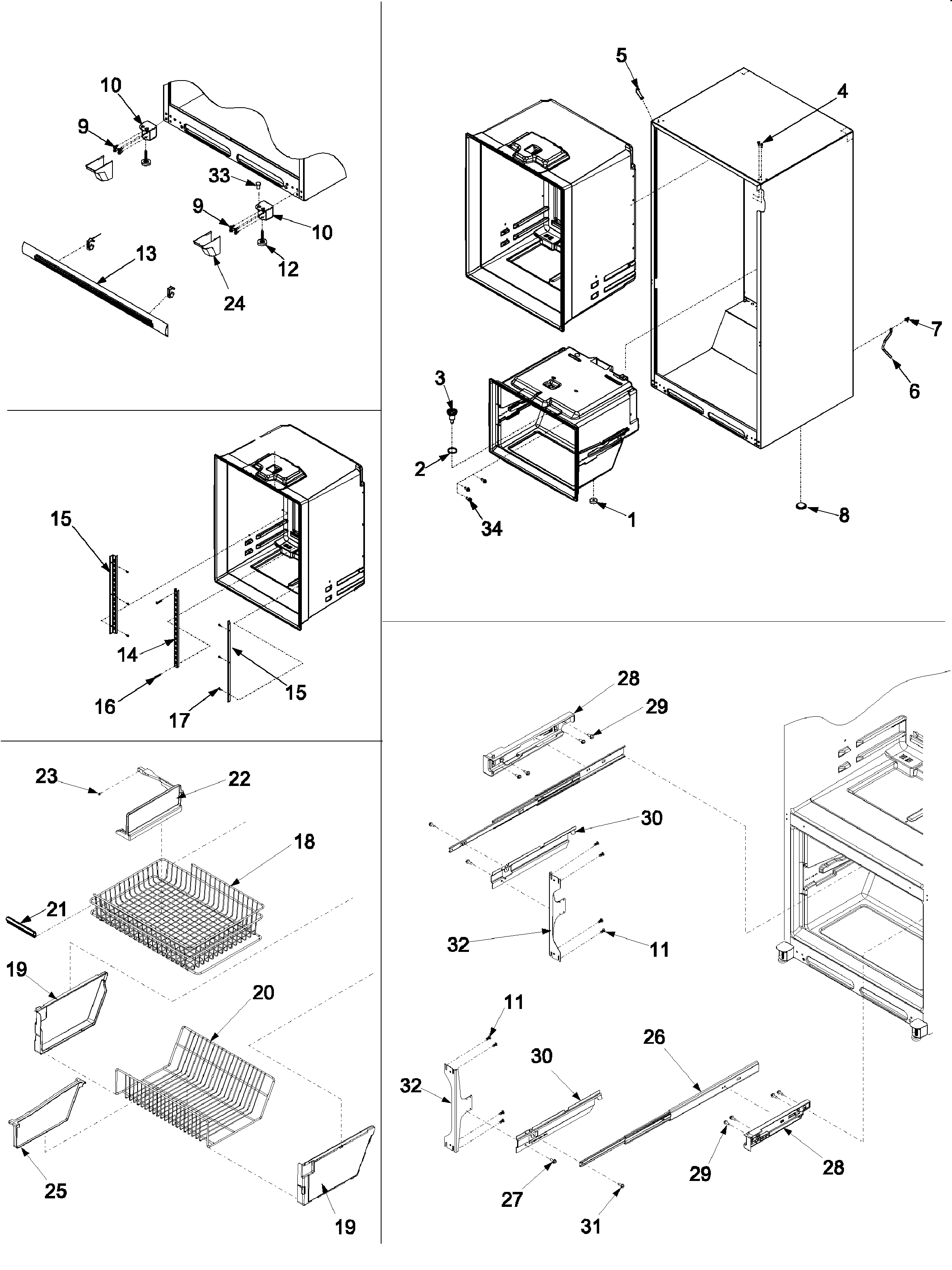 Amana ARB2257CW-PARB2257CW0 interior cabinet & freezer shelving diagram