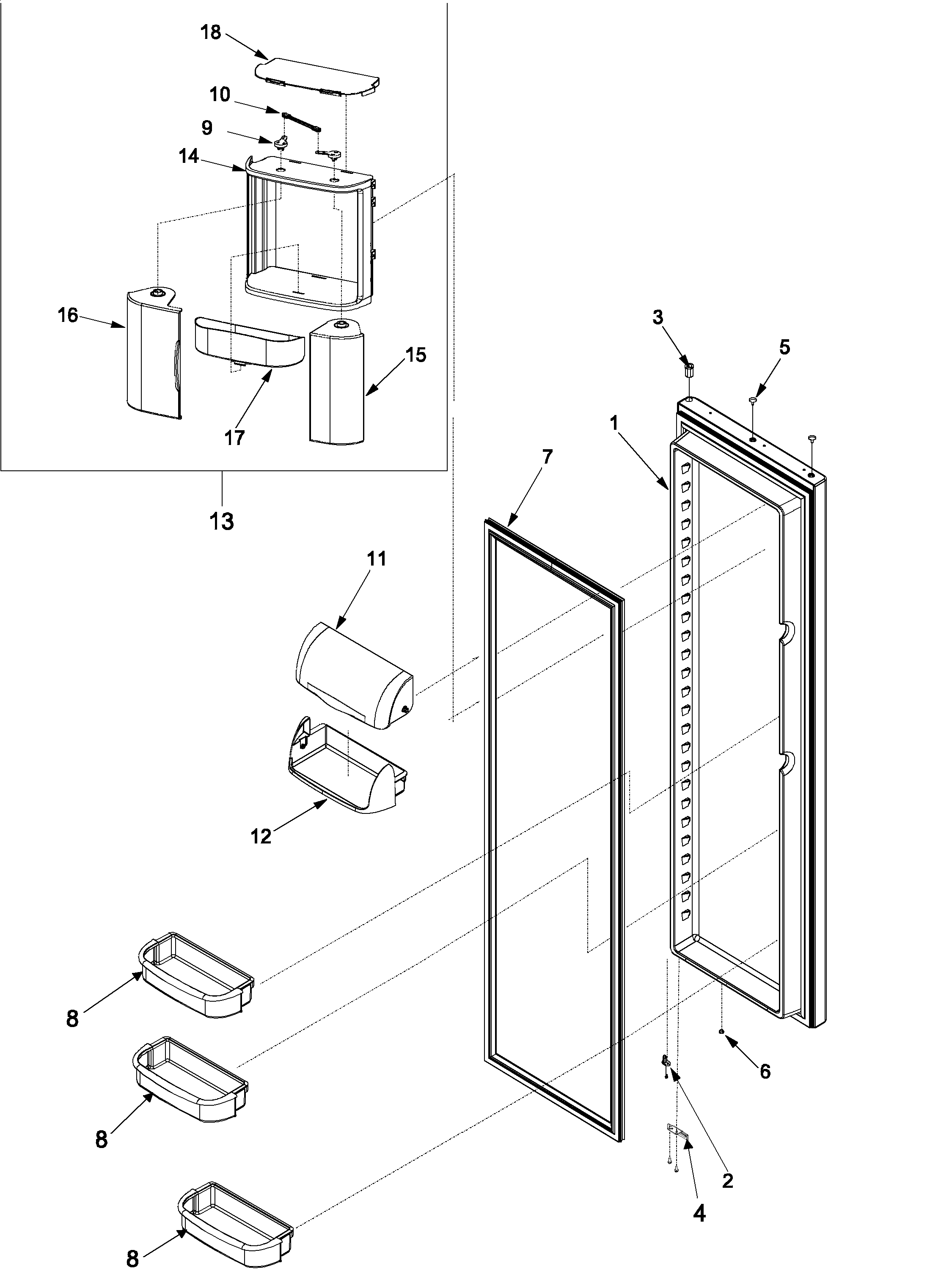 Amana ARS2661BC-PARS2661BB0 refrigerator door diagram
