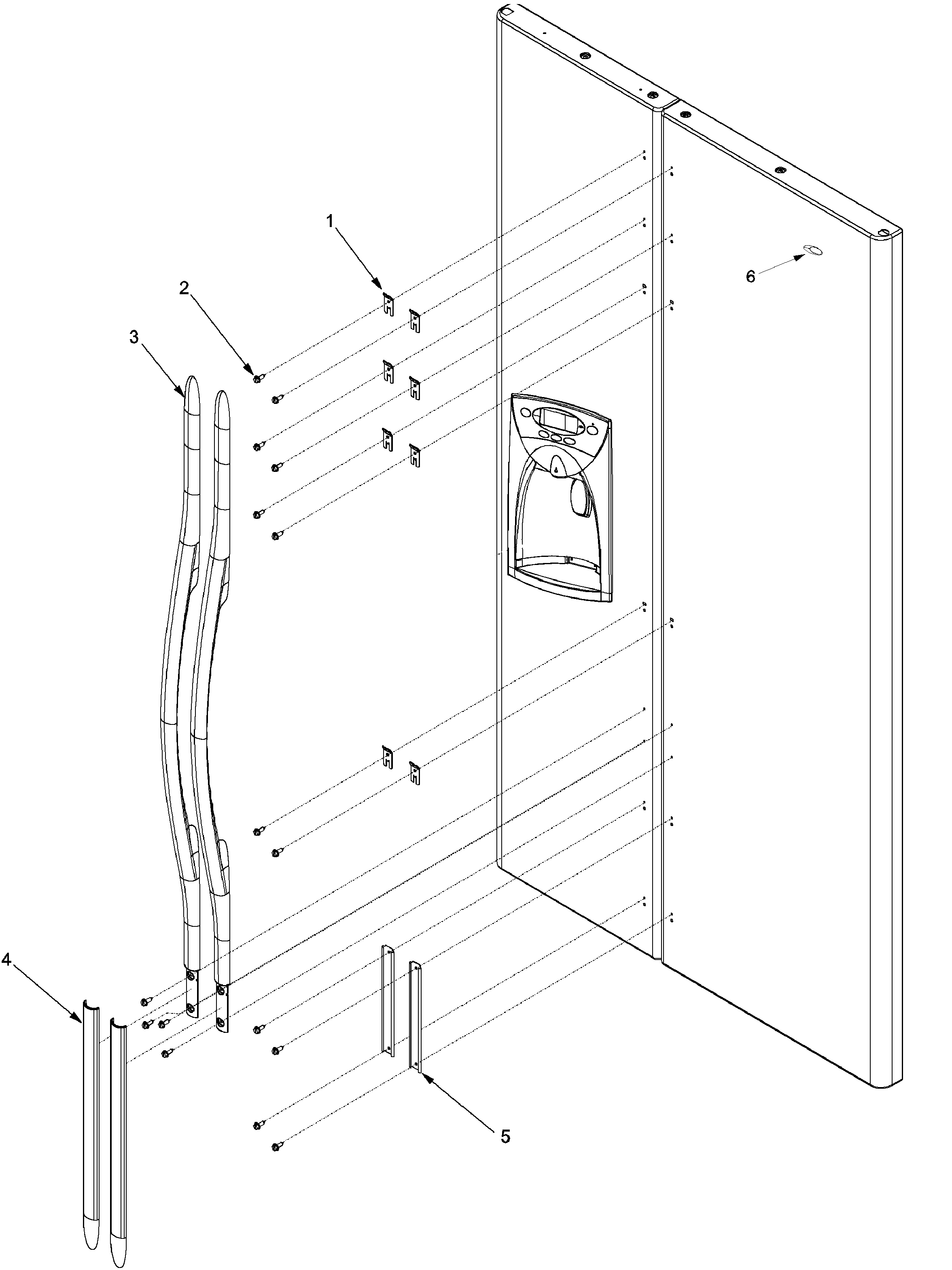 Amana ARS2661BC-PARS2661BB0 handles and trim diagram