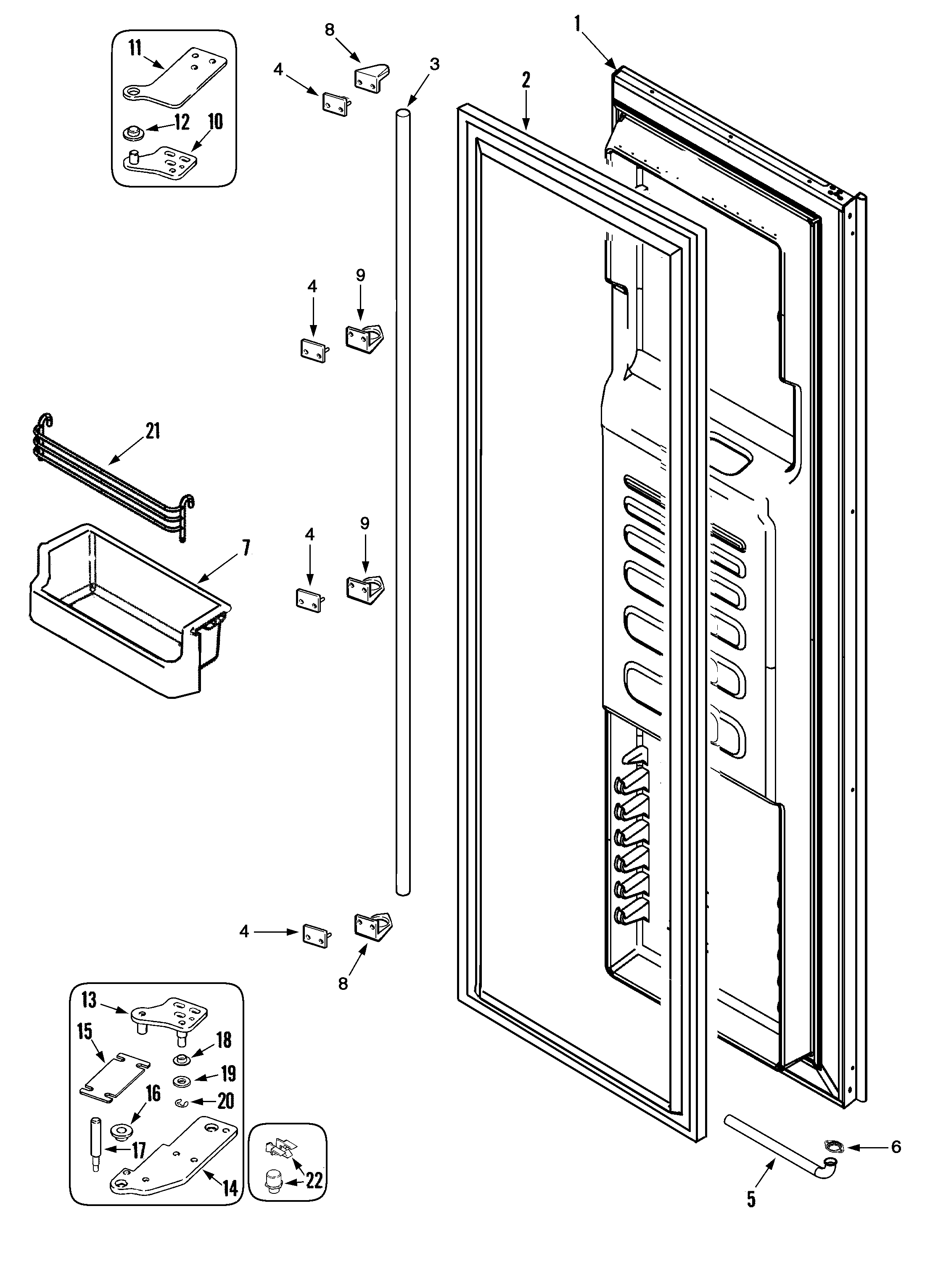 Maytag RJRS4880A freezer door (rjrs4880a) diagram