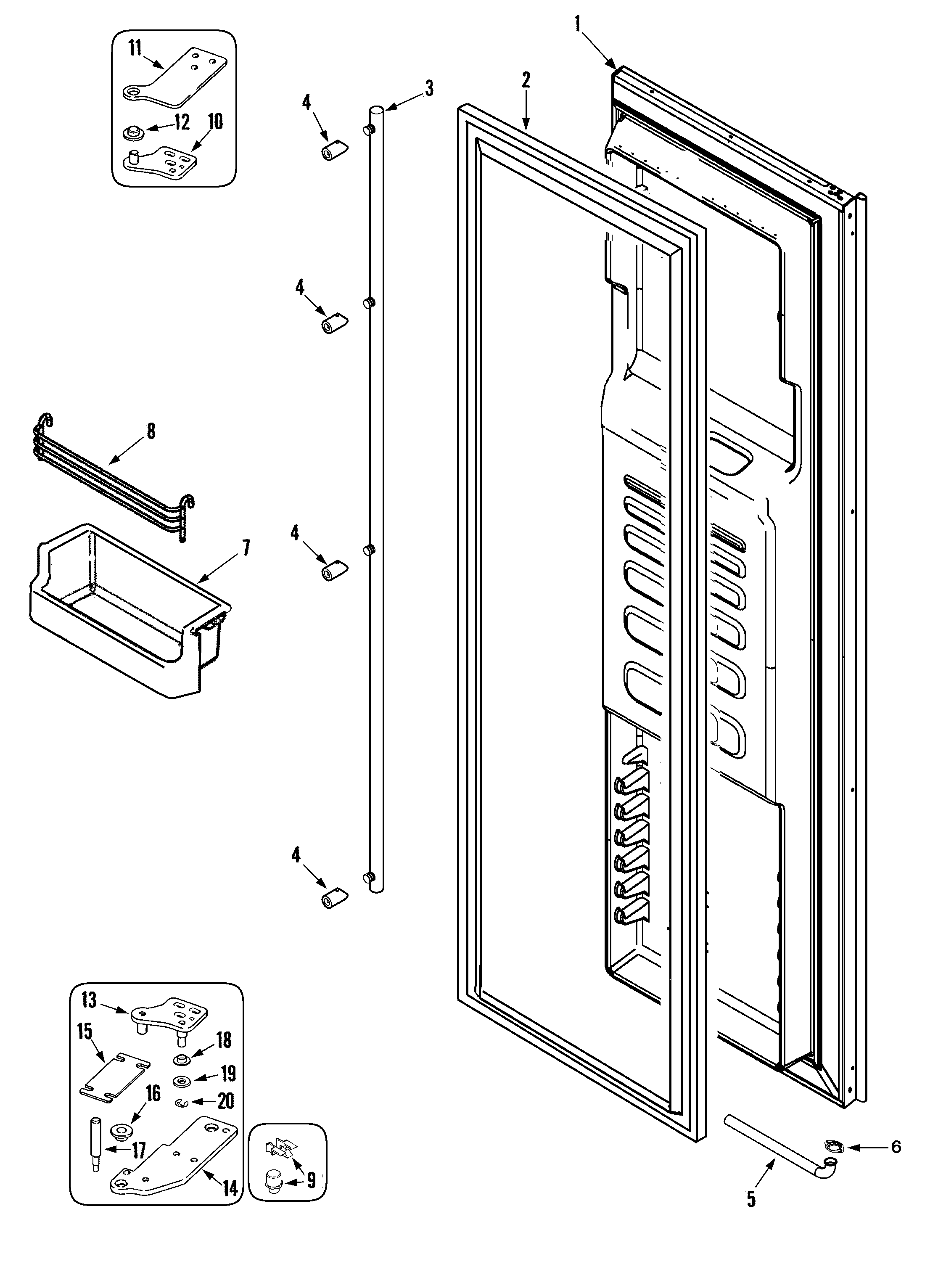 Maytag RJRS4880B freezer door (rjrs4880b) diagram