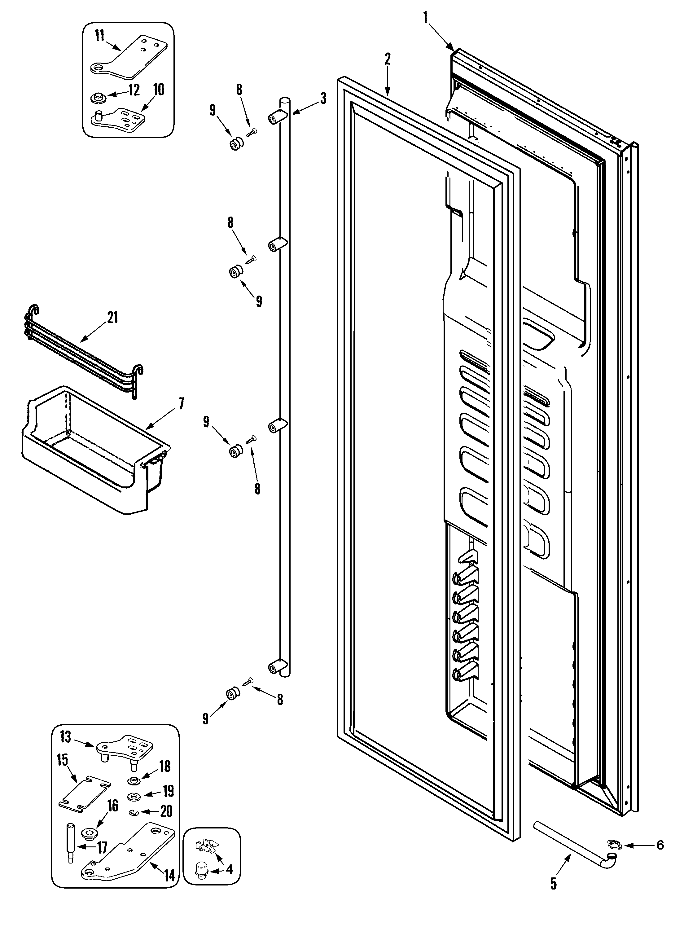 Maytag RJRS4880D freezer door (rjrs4880d) diagram
