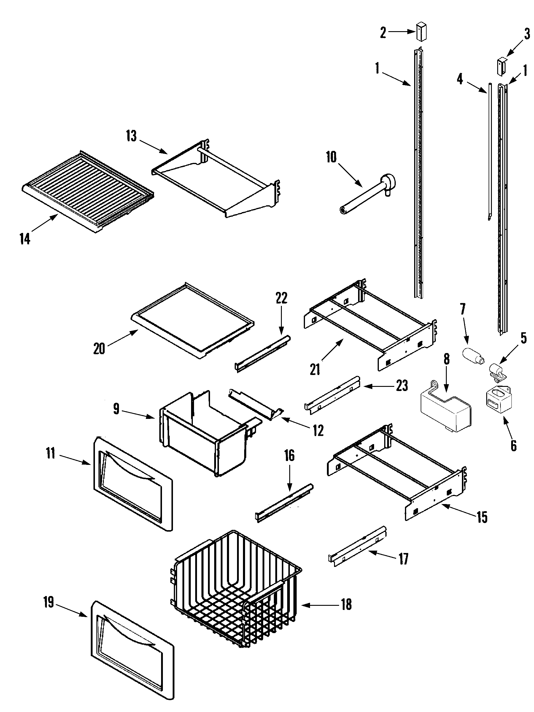 Maytag RJRS4870A shelves & accessories (freezer) diagram