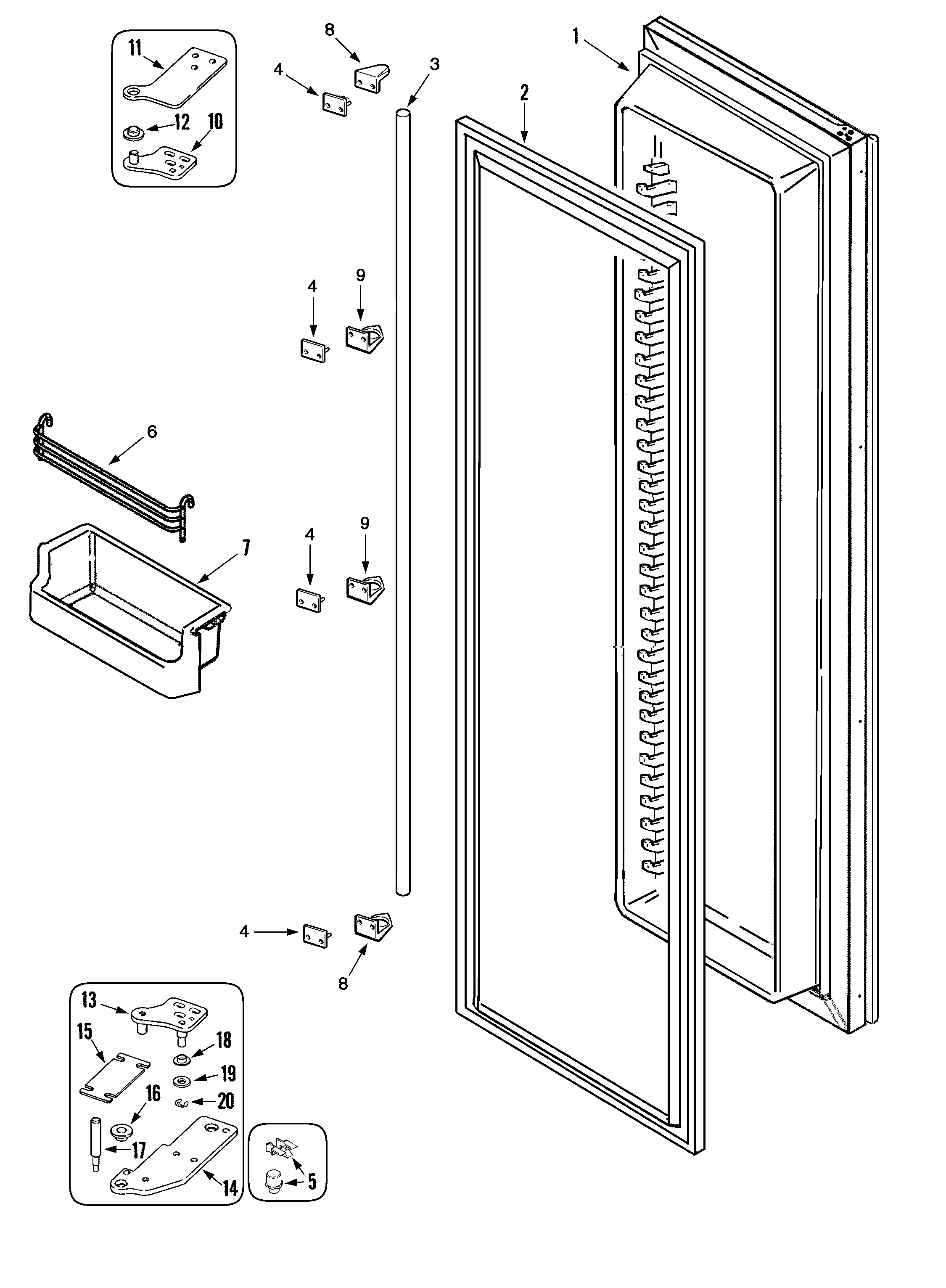 Maytag RJRS4270A freezer door (rjrs4270a) diagram