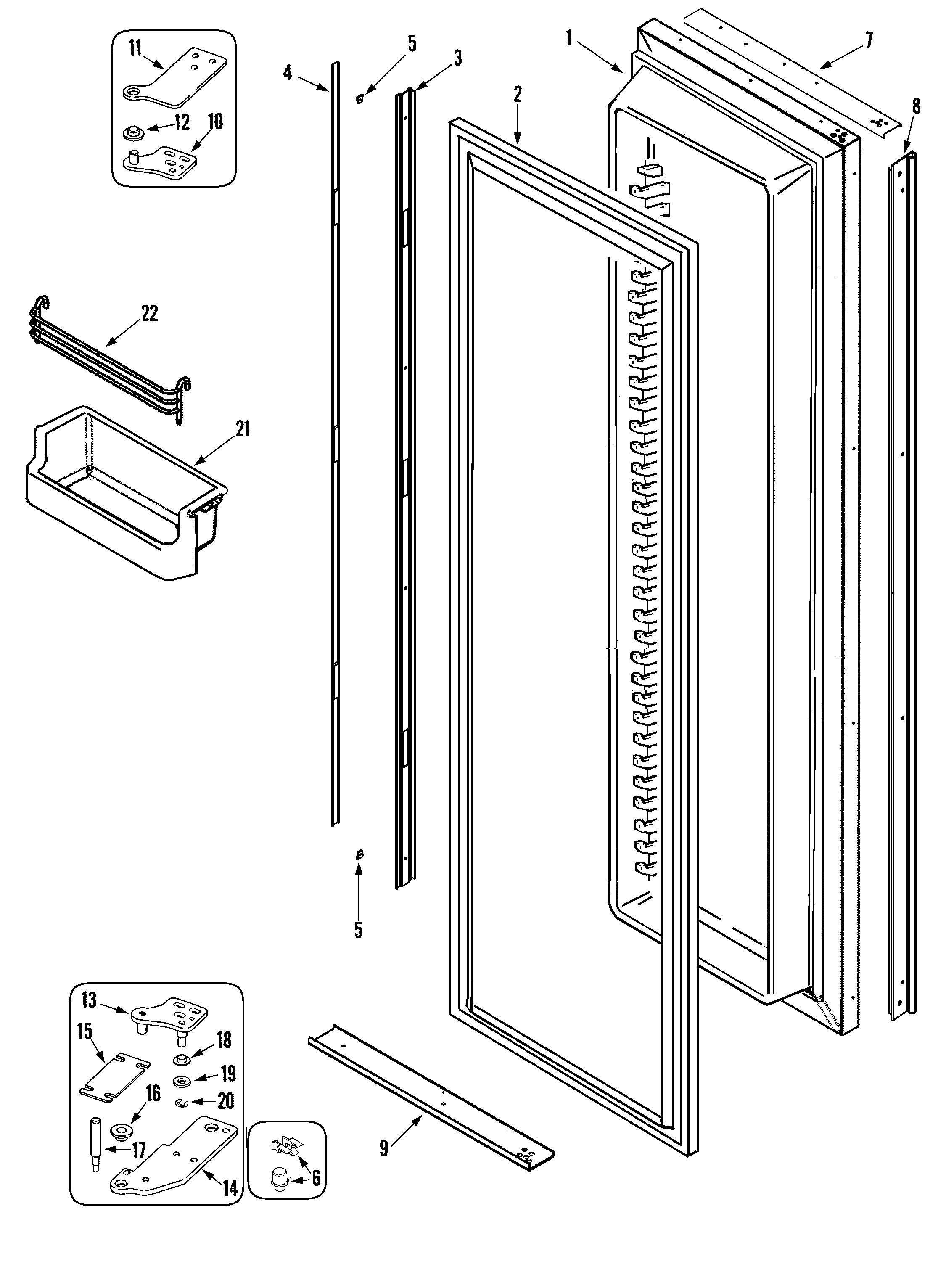 Maytag RJRS4871A freezer door diagram