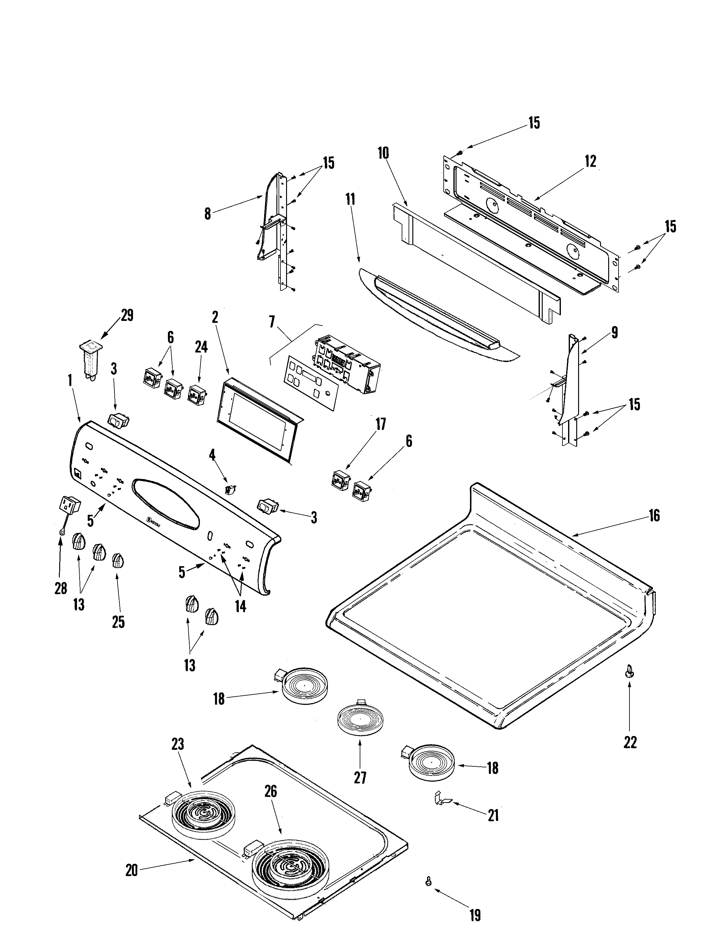 Maytag MER5875QCB control panel/top assembly diagram