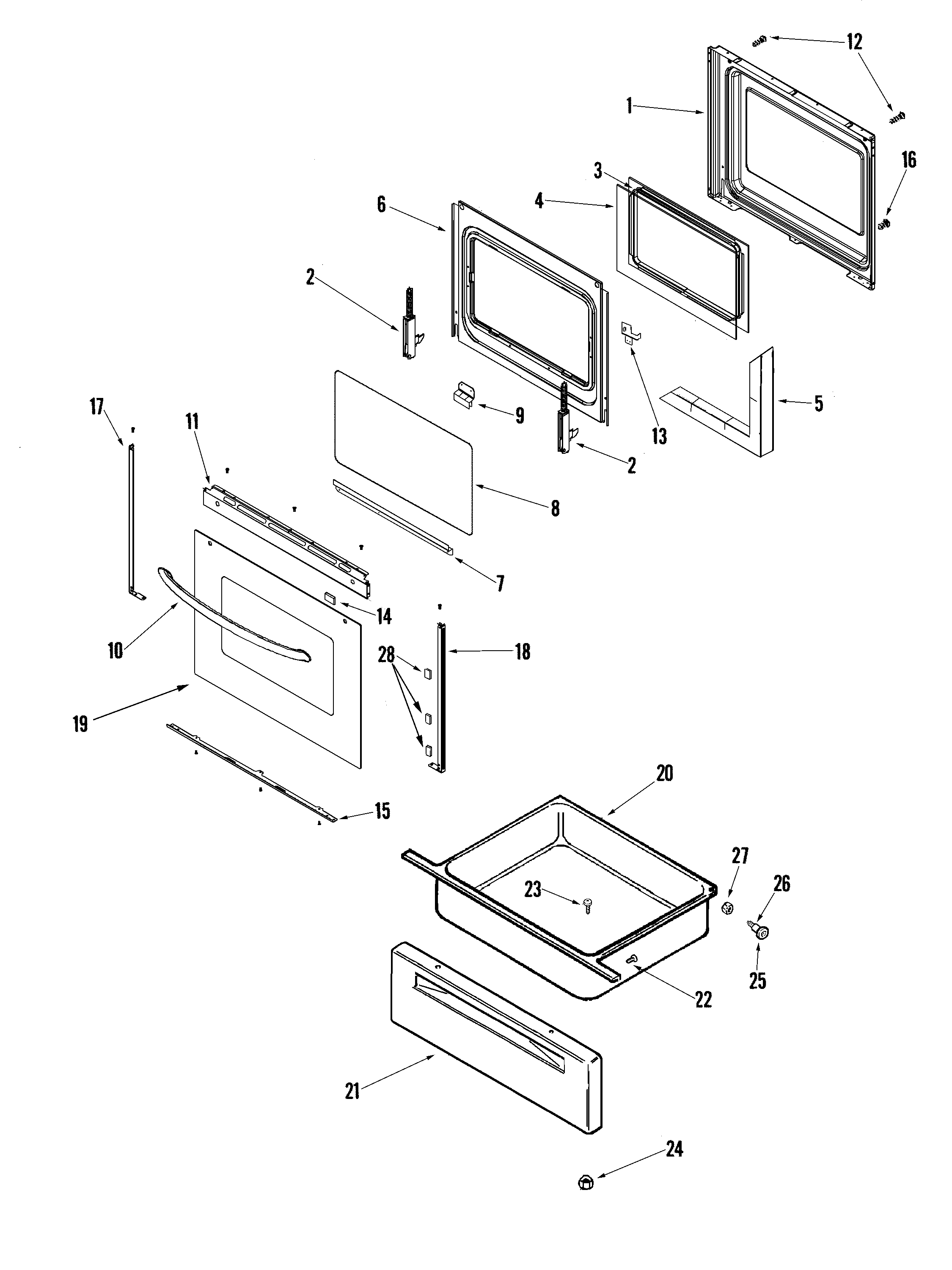 Maytag MER5875QCB door/drawer diagram