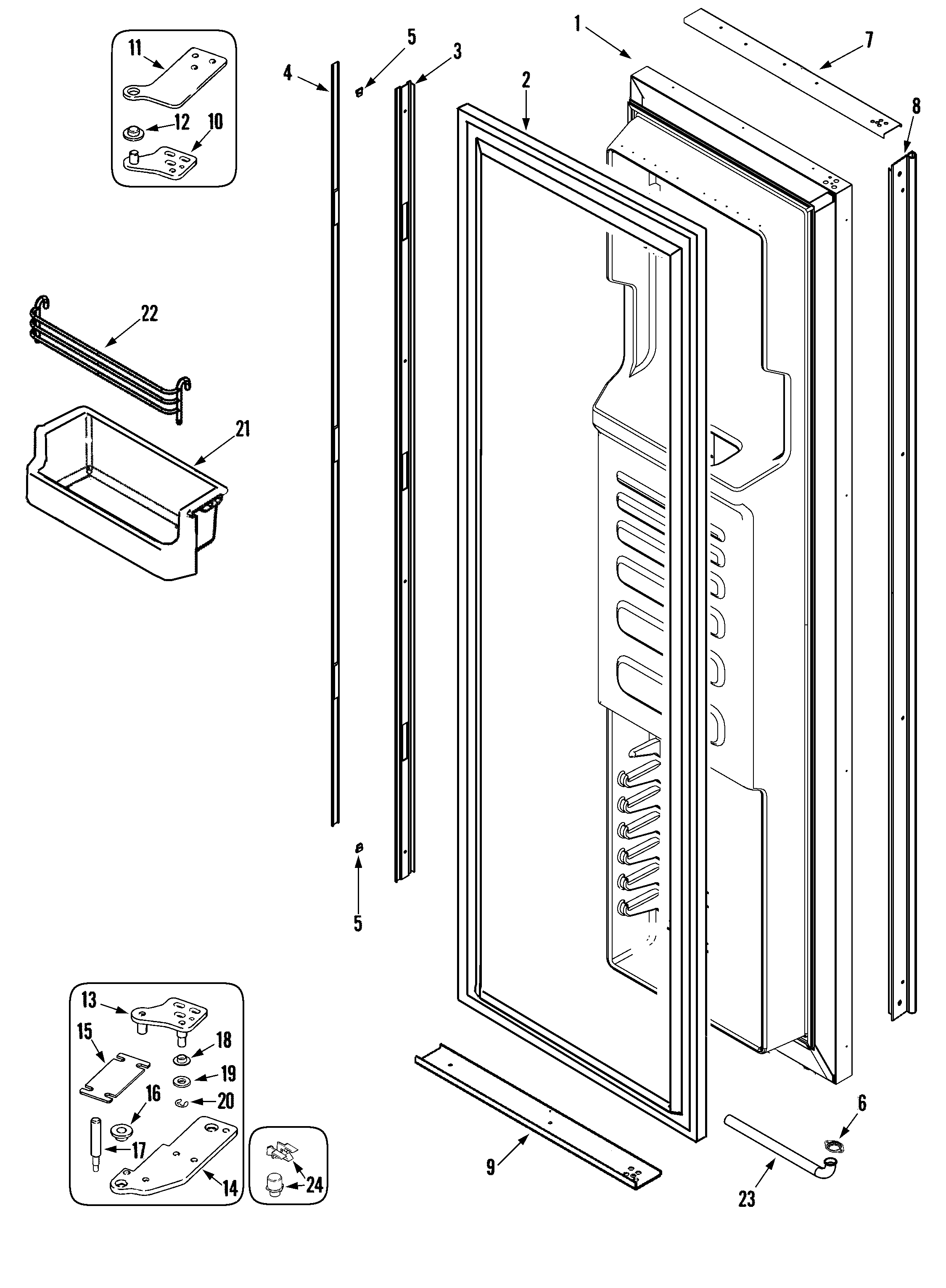 Maytag RJRS4881B freezer door diagram