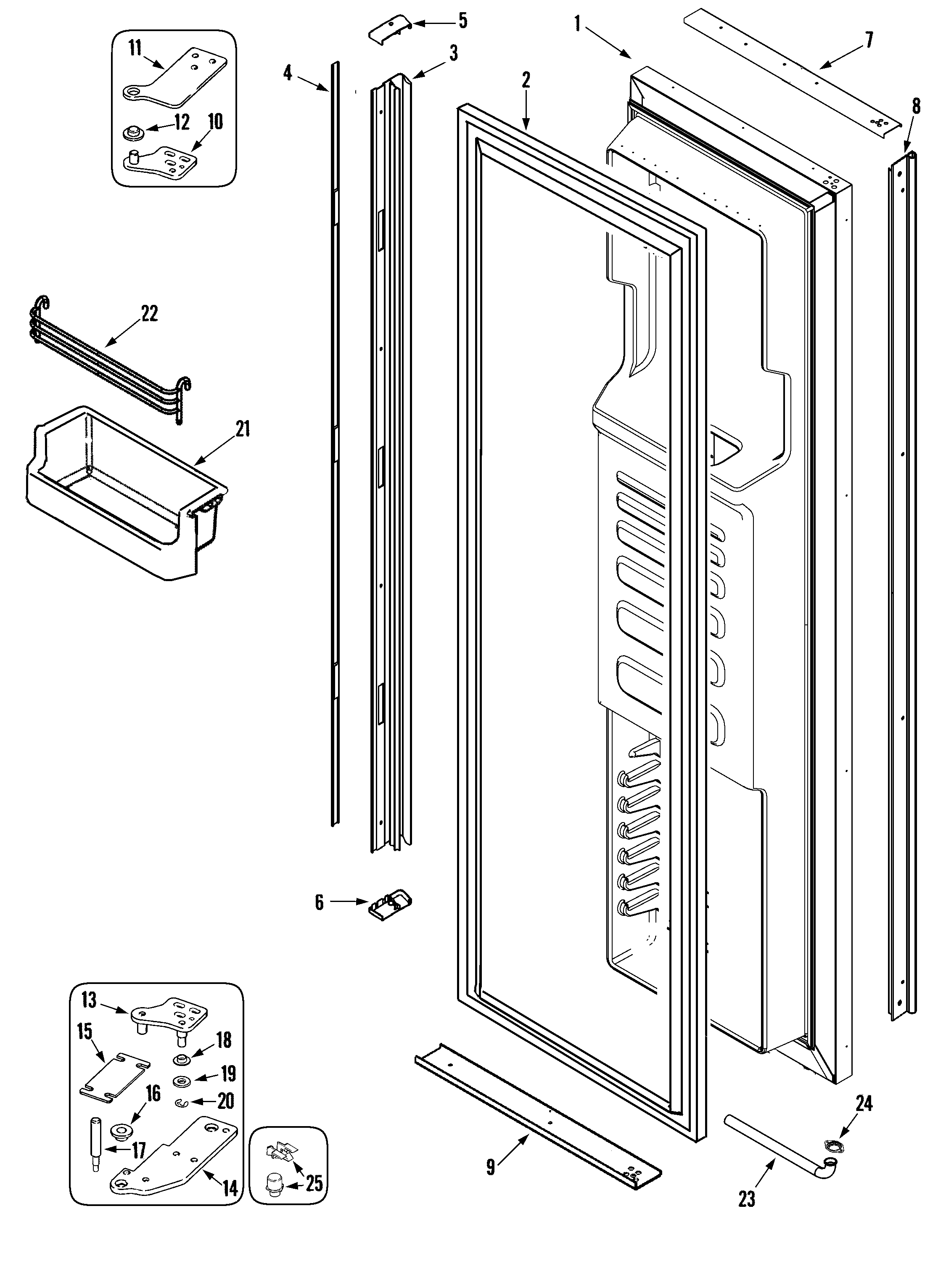 Maytag RJRS4882B freezer door diagram