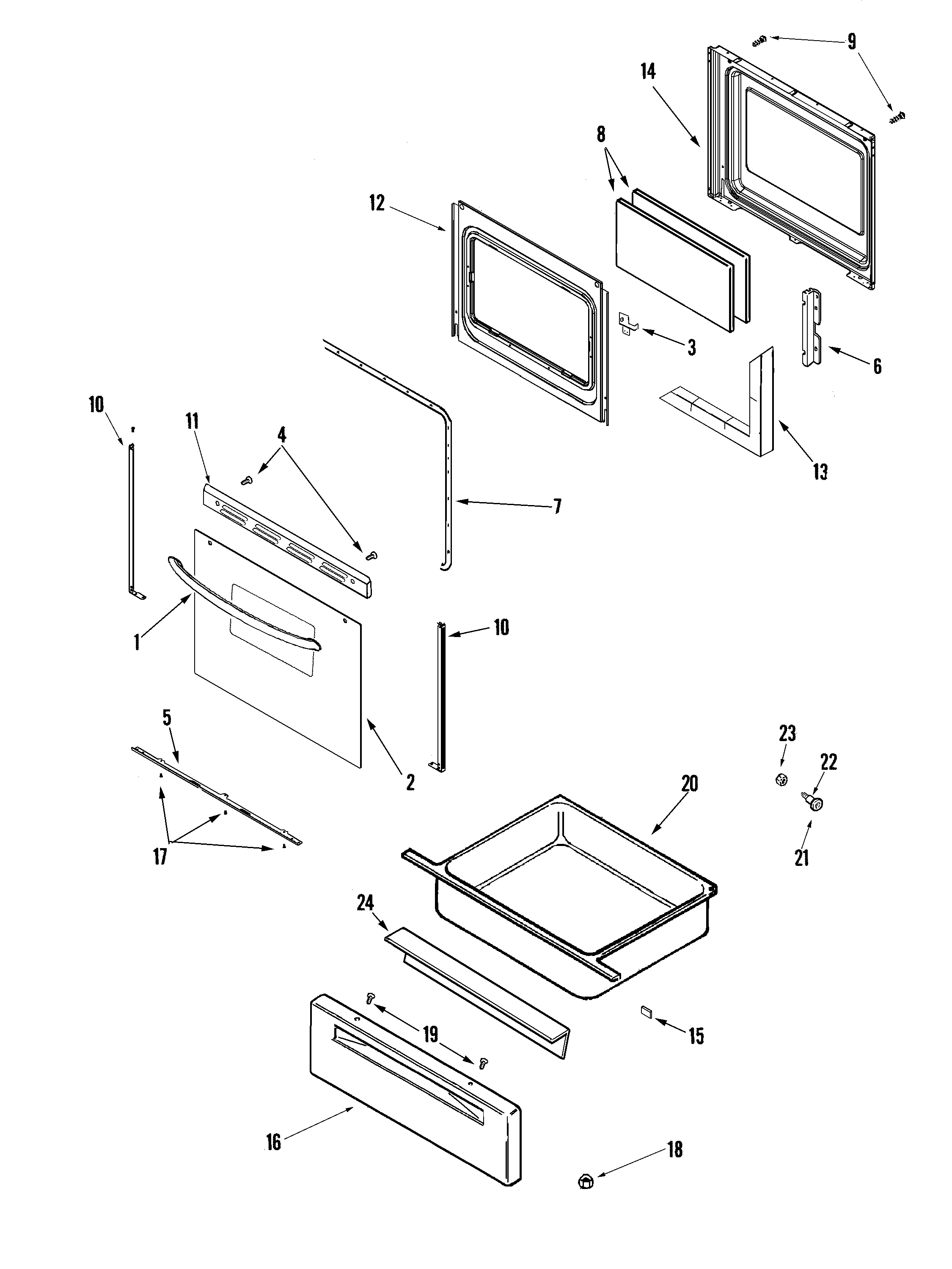 Maytag MGR5751ADW door/drawer diagram