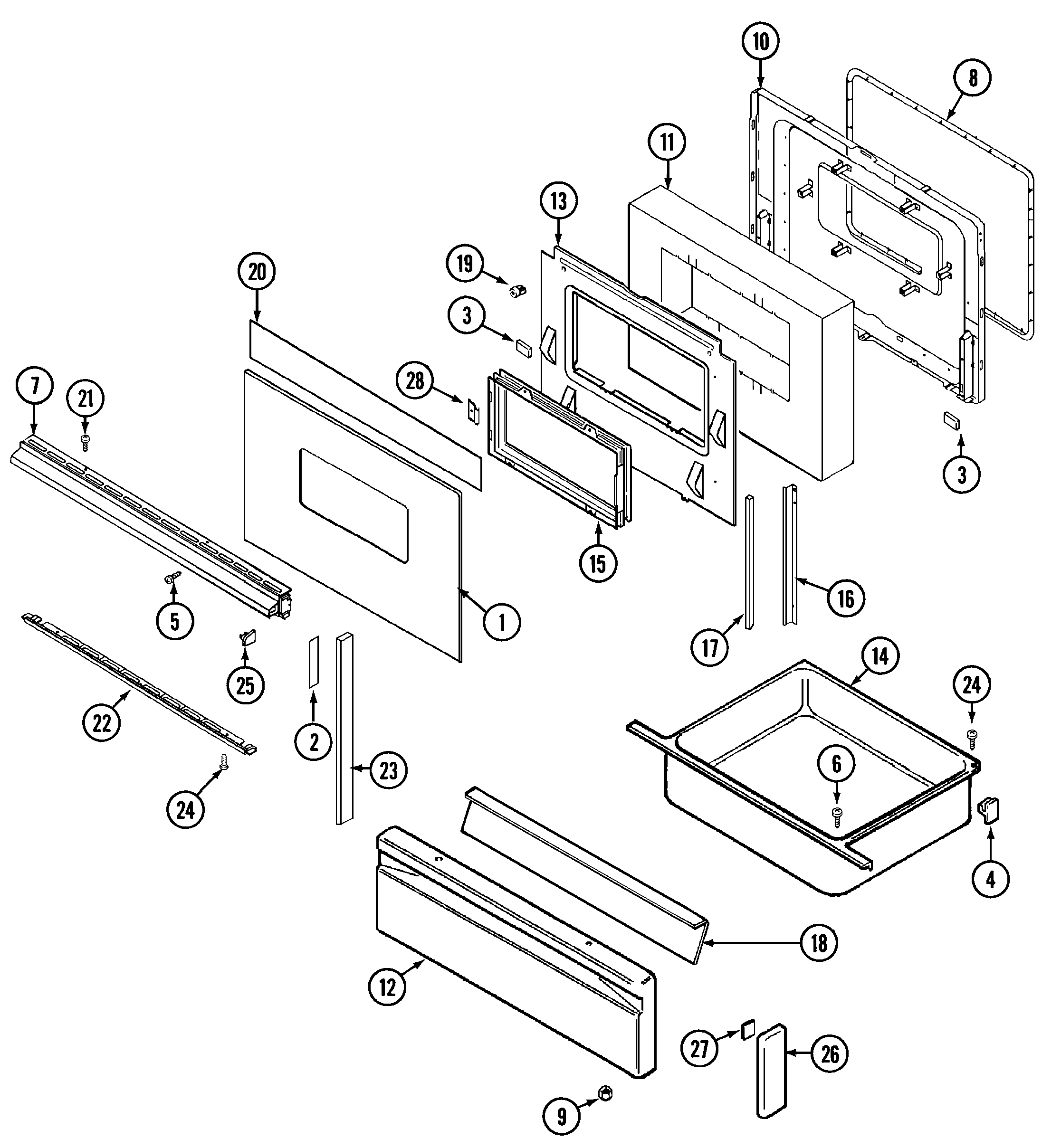 Crosley CG3478VVV door/drawer (serial prefix 10-14) diagram