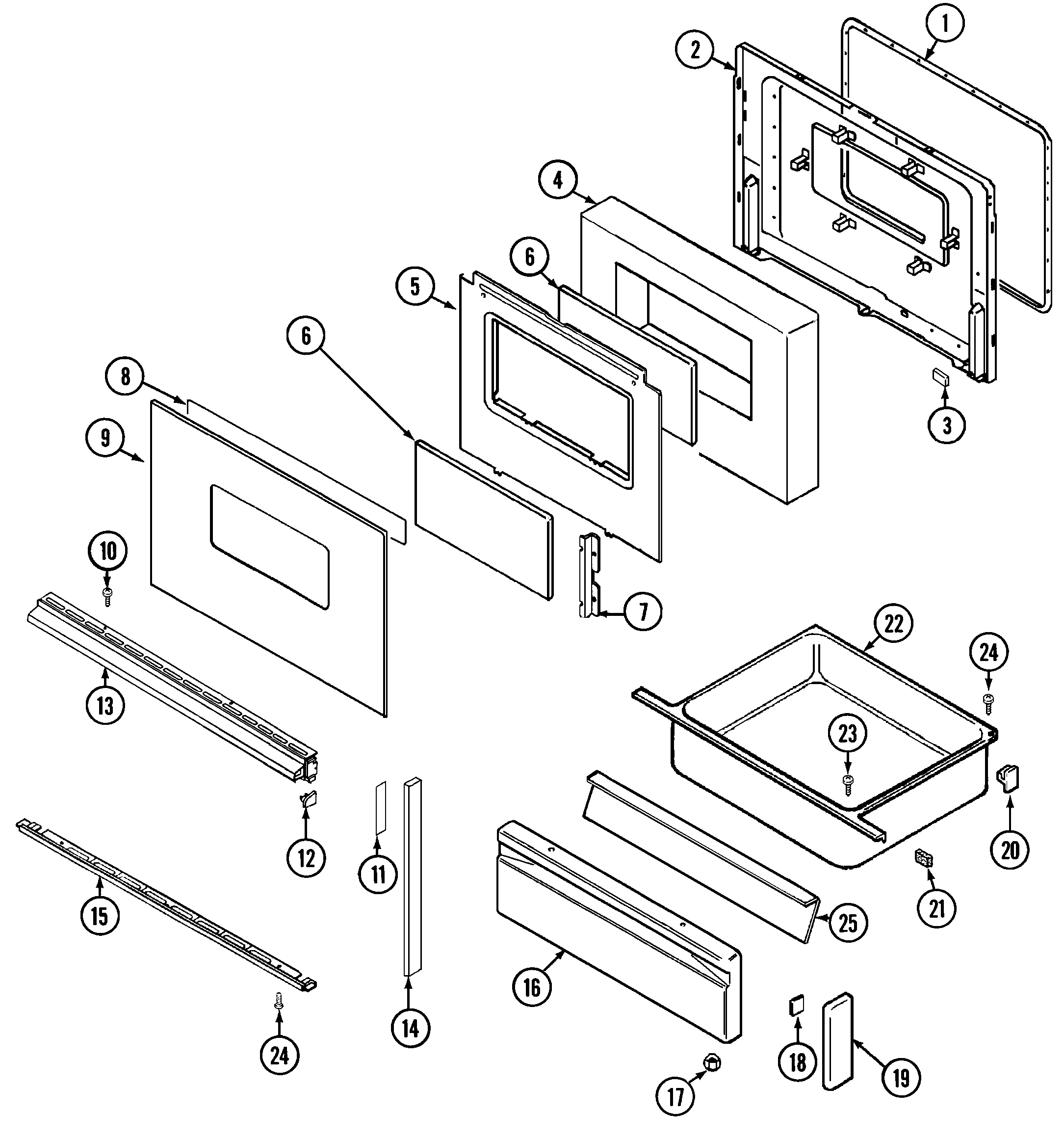Crosley CG3478VVV door/drawer (ser. pre. 15) diagram