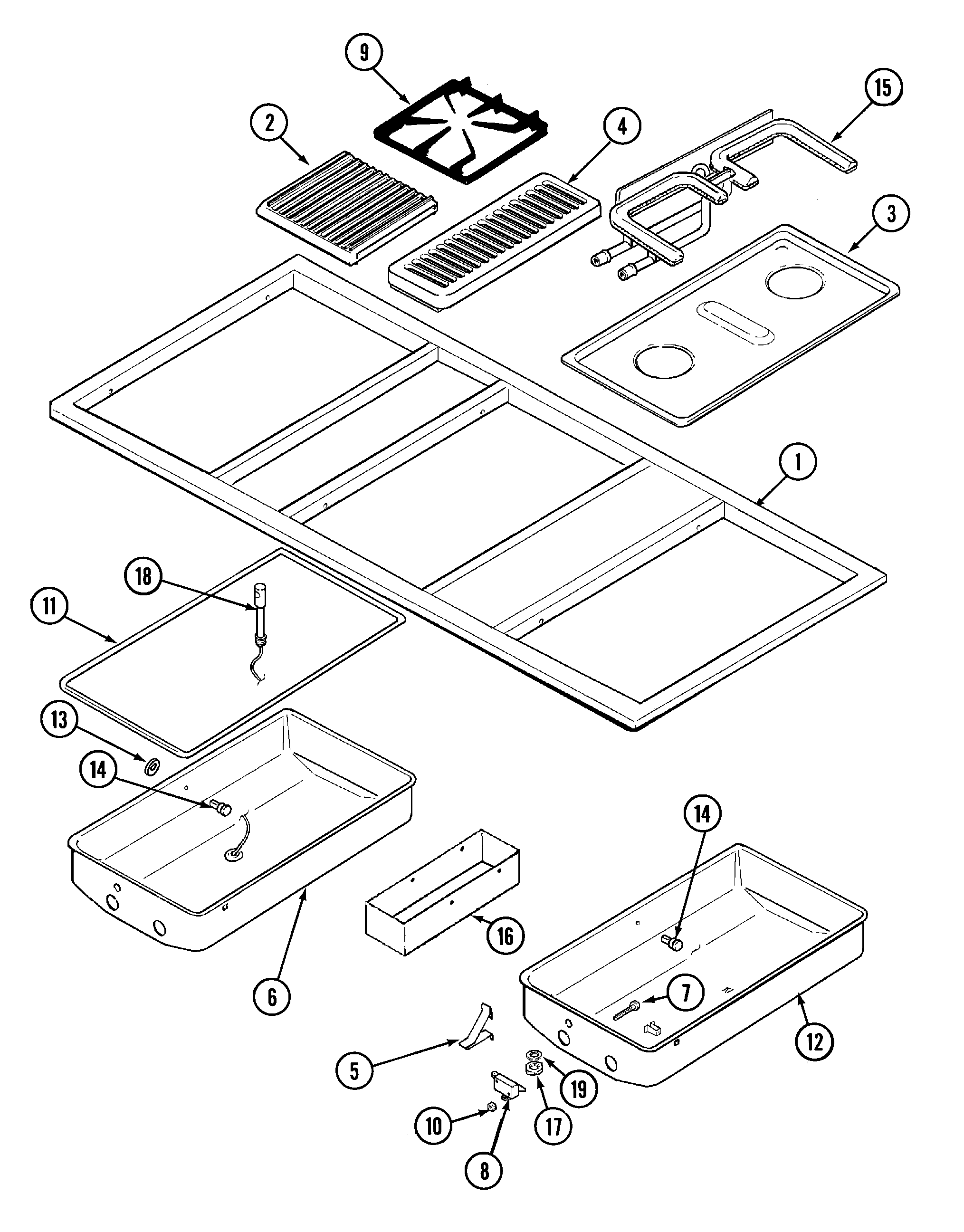 Jenn-Air CVG316B top assembly diagram