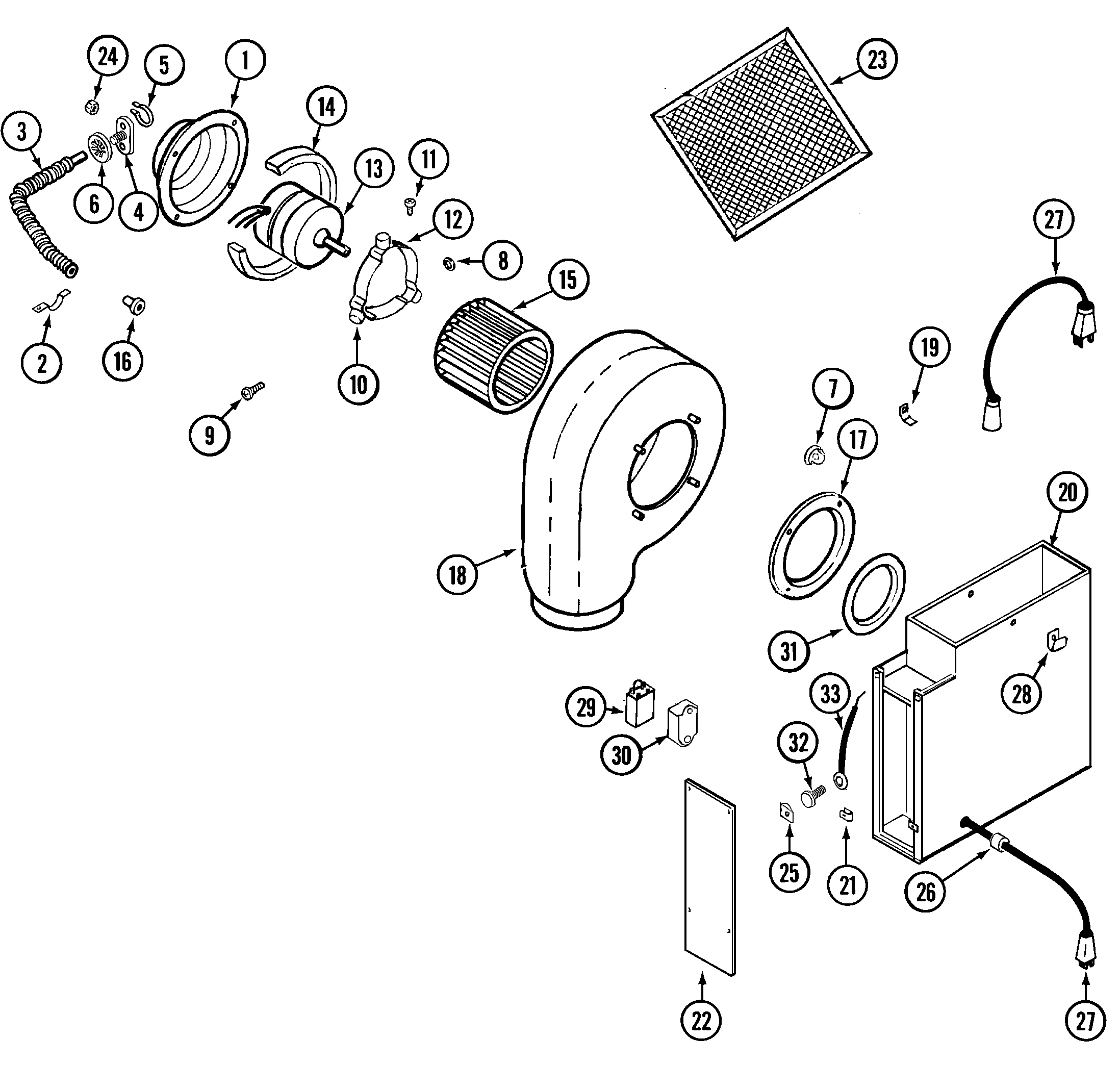 Jenn-Air CVG316B blower motor-blower/plenum diagram