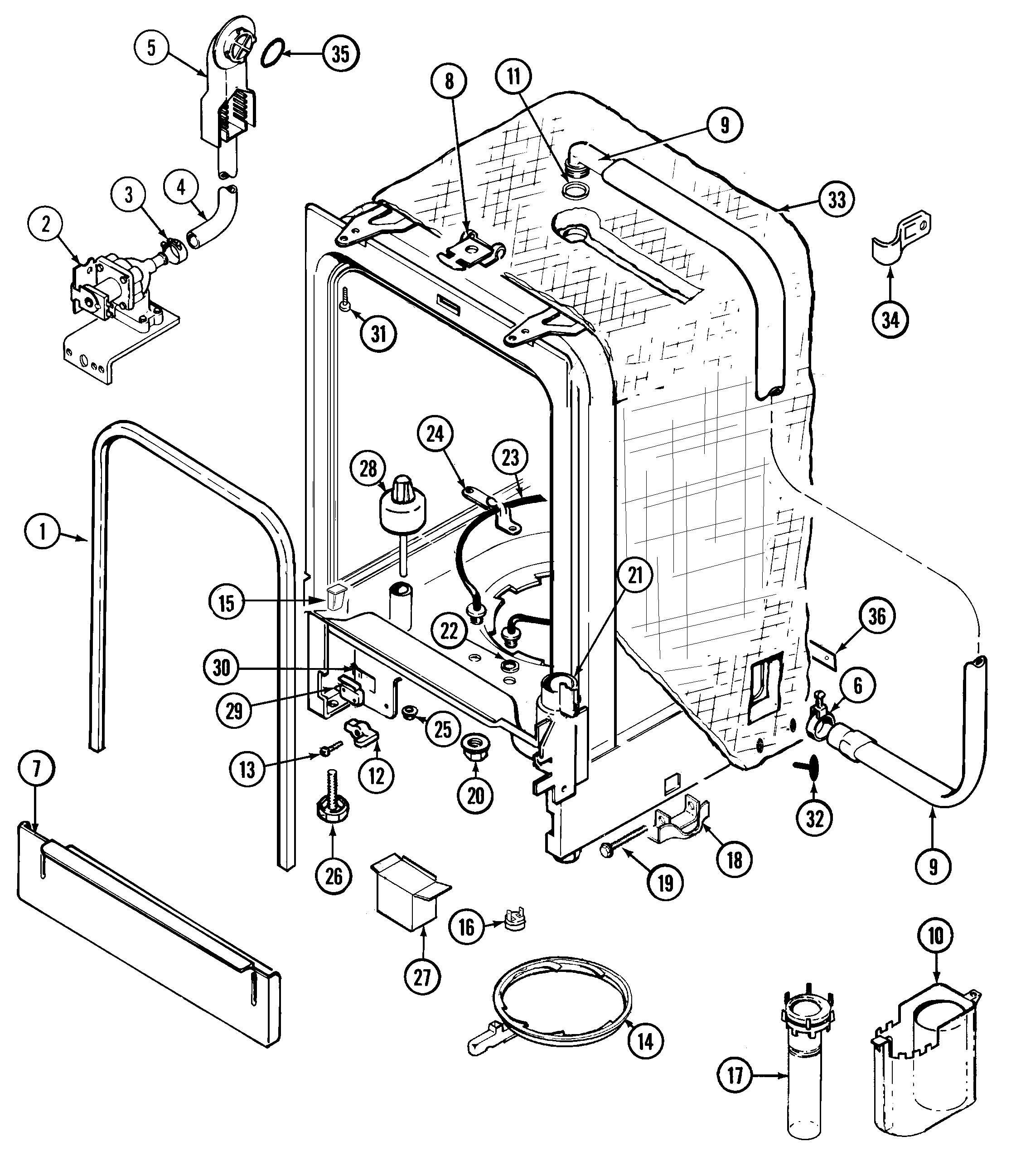 Maytag MDB4040AWB tub diagram