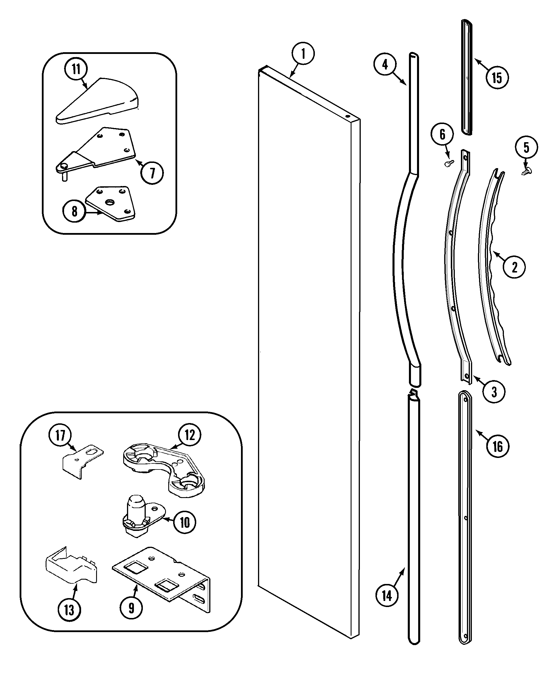 Maytag MSB2354DRW freezer outer door diagram