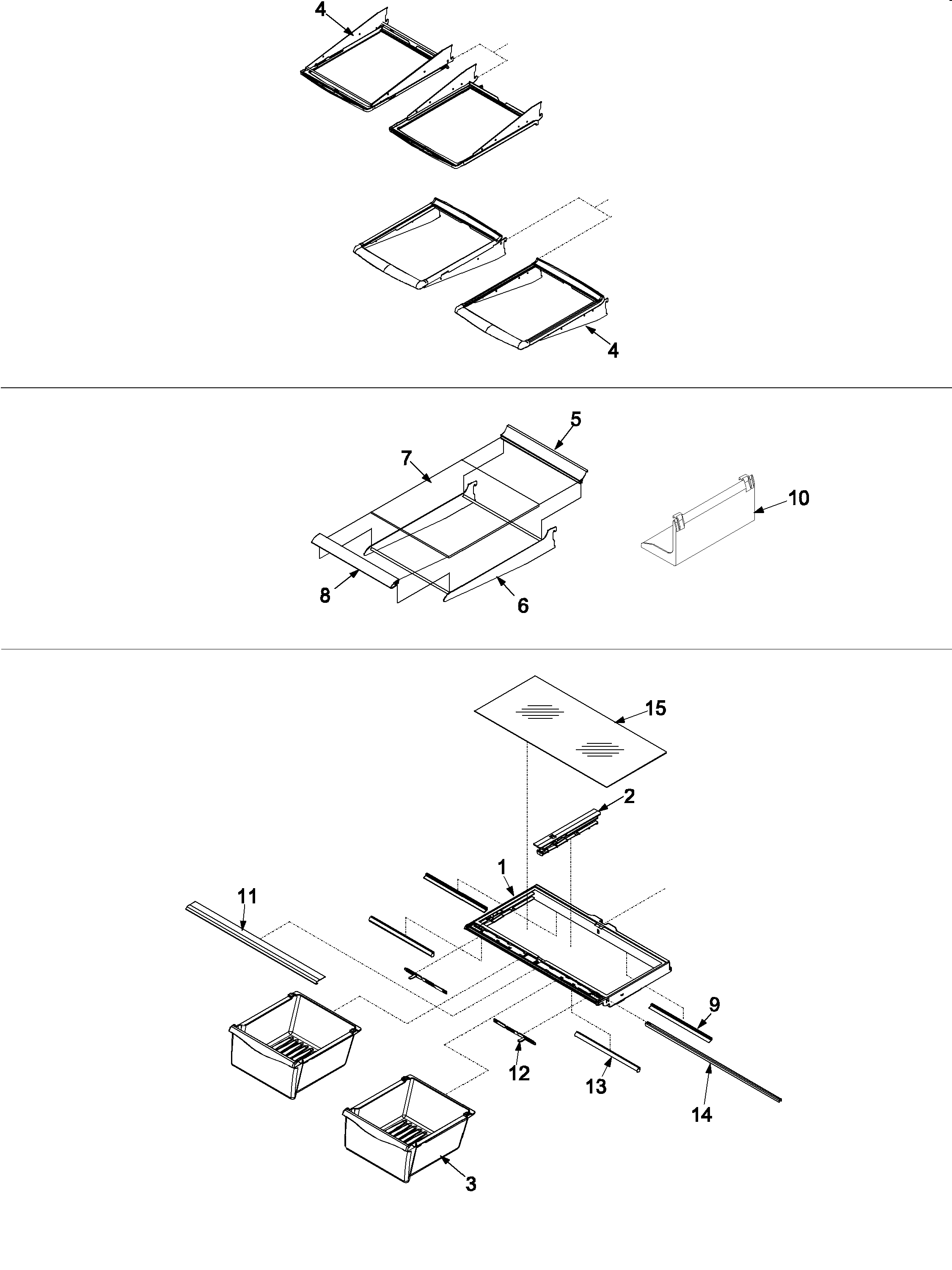 Kenmore 59663824200 refrigerator shelving diagram