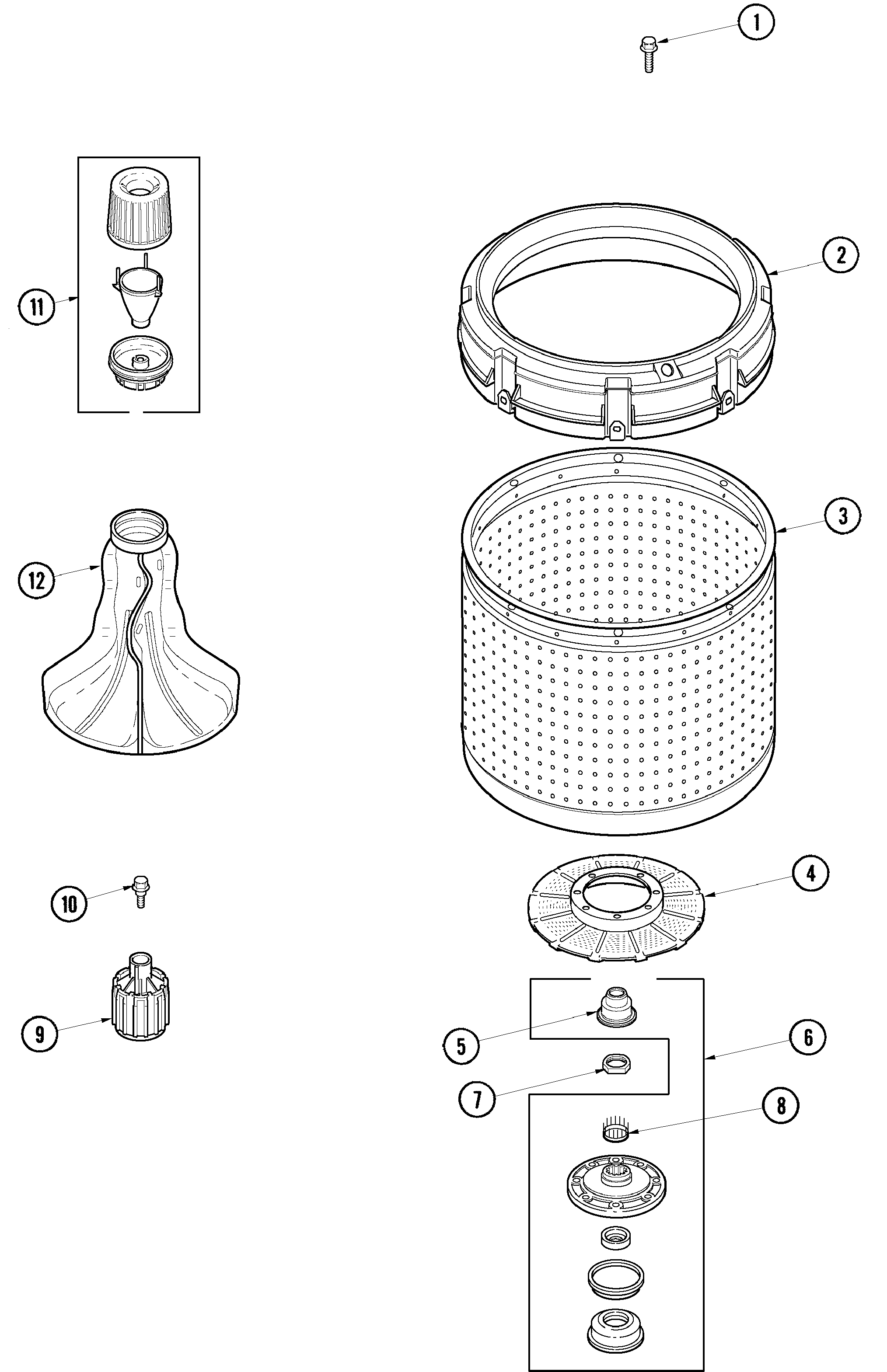 Amana ALW480DAW inner tub diagram
