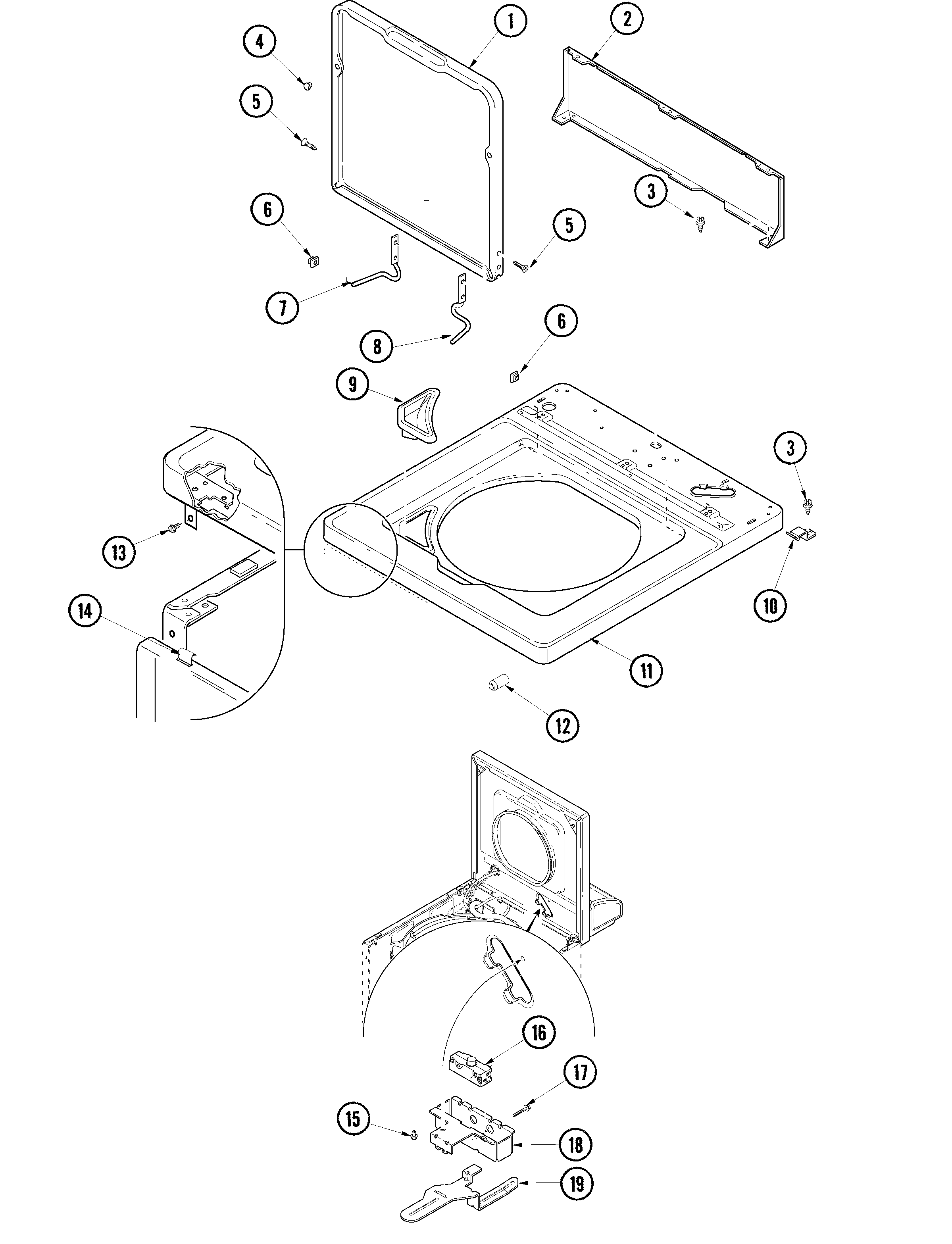 Amana ALW880QAC top and door switch diagram