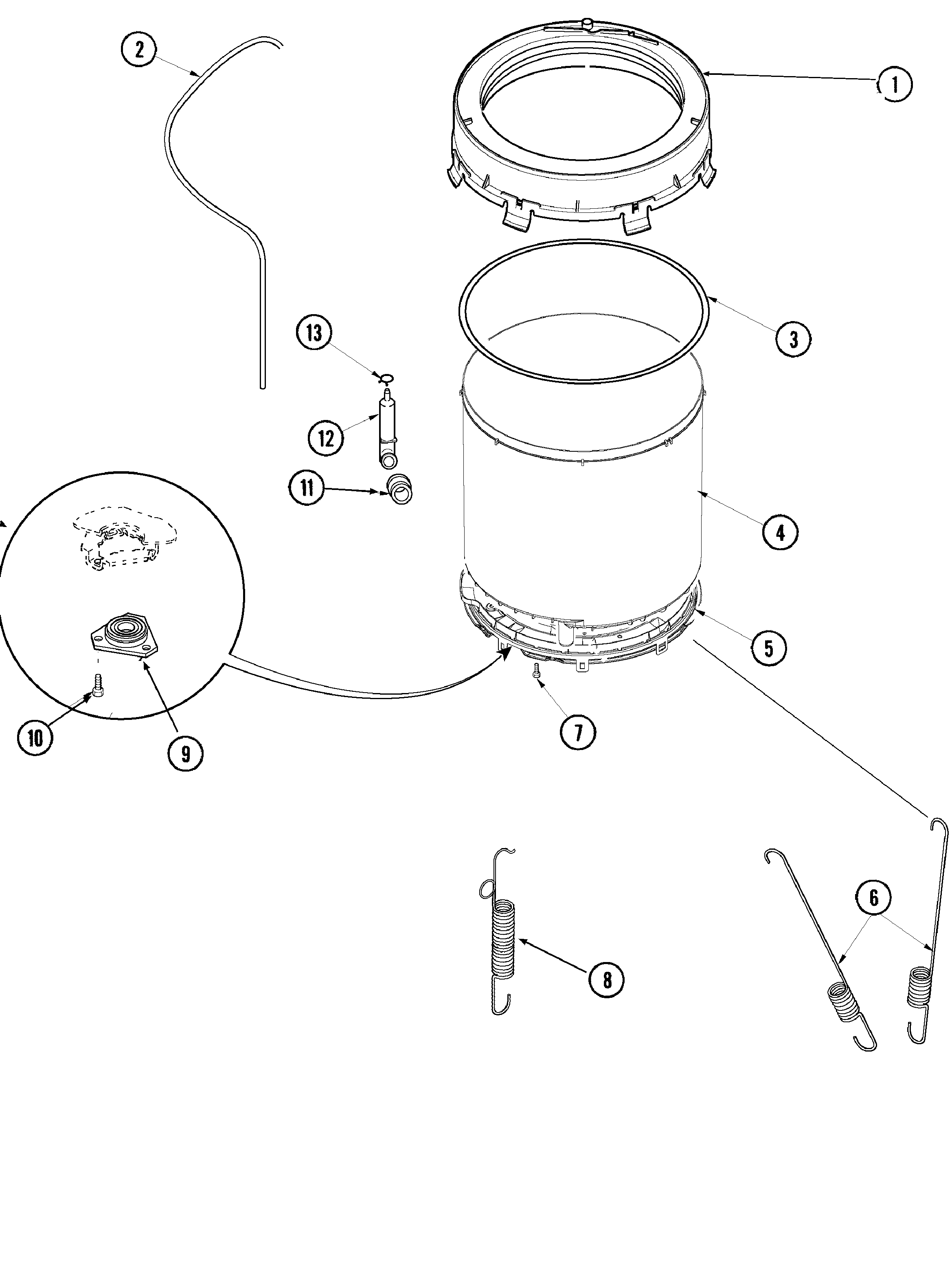 Amana ALW880QAC outer tub (series 12) diagram