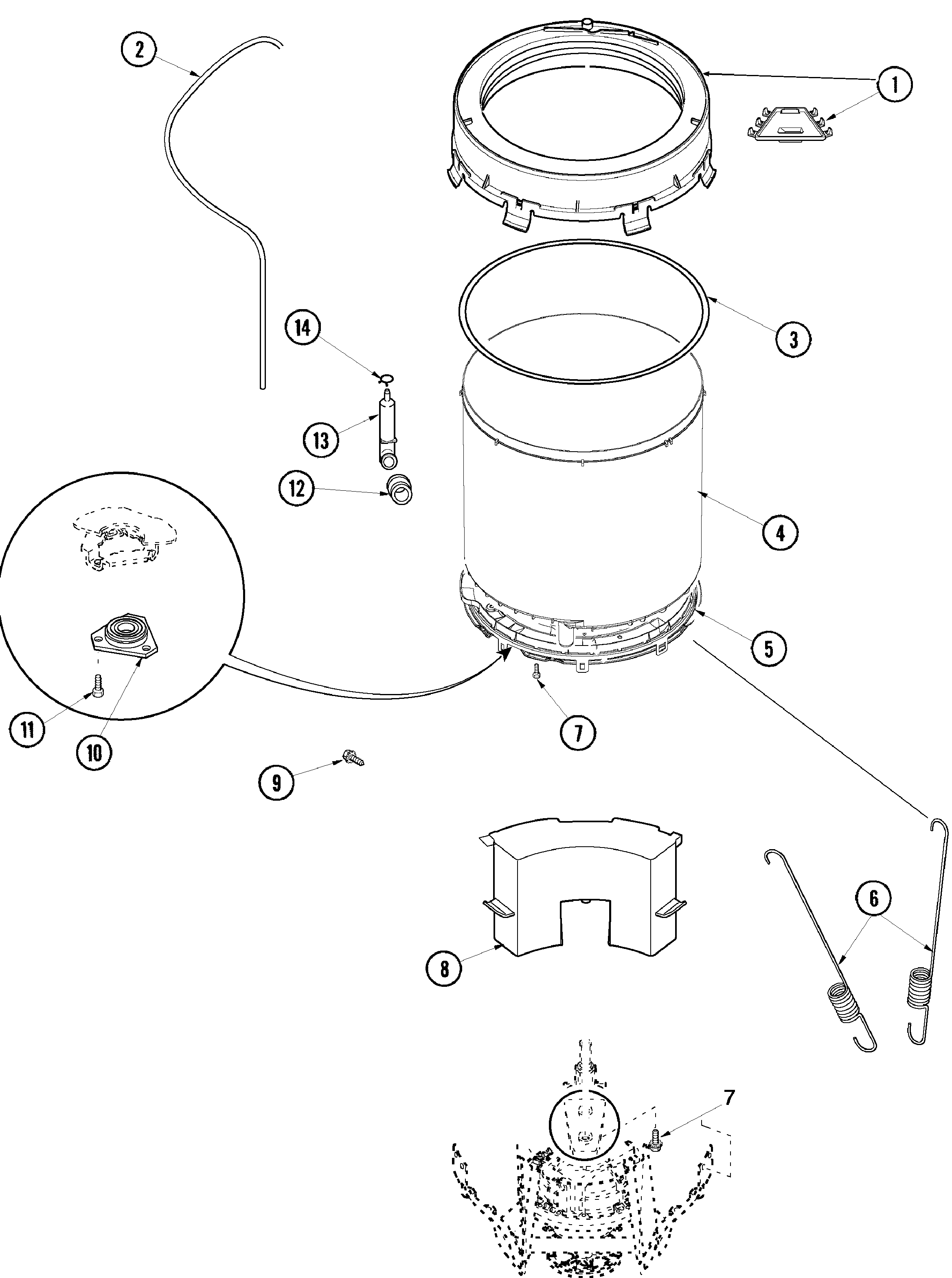 Amana ALW880QAC outer tub diagram