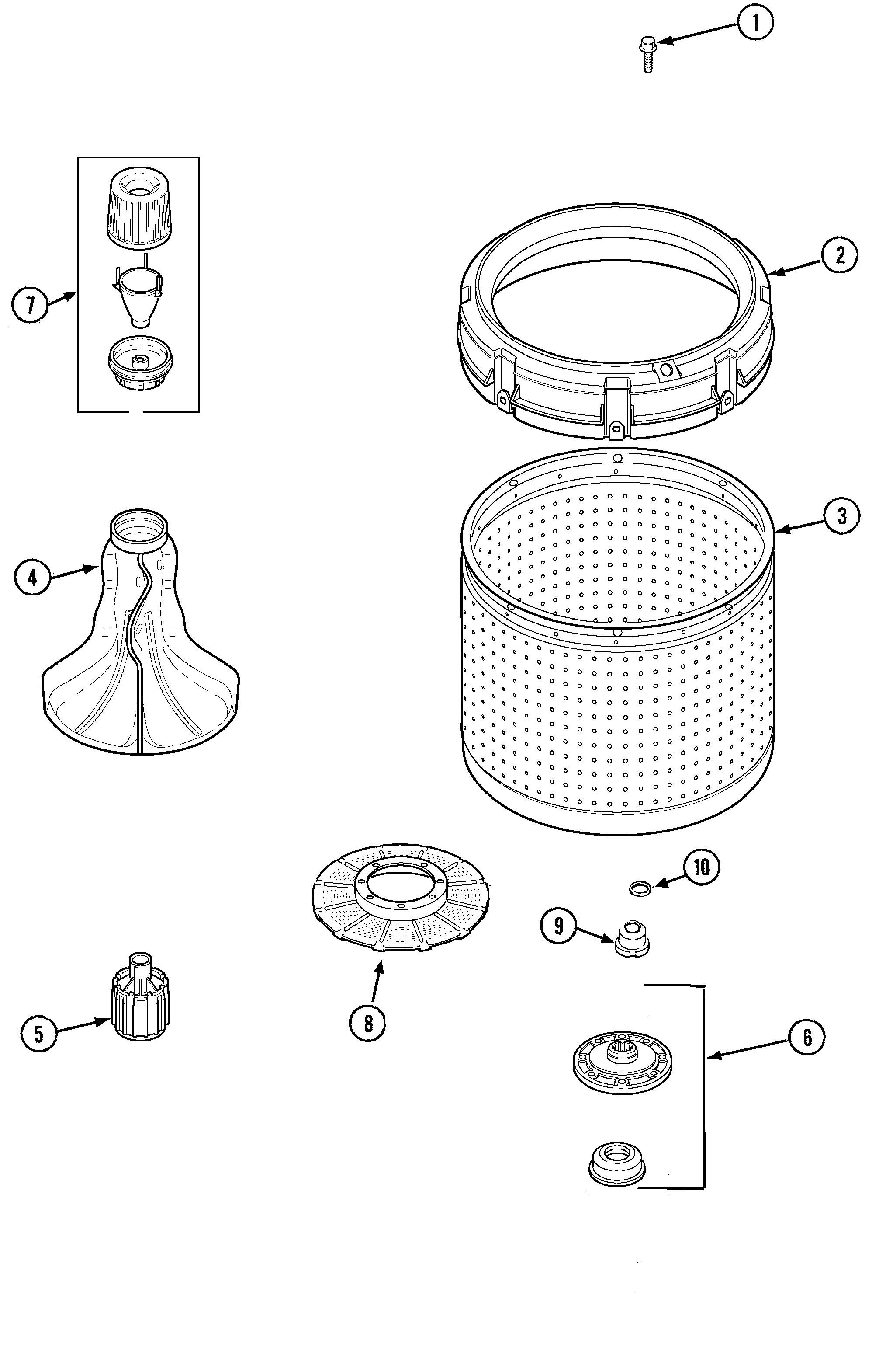 Amana ALW880QAC inner tub (series 15) diagram