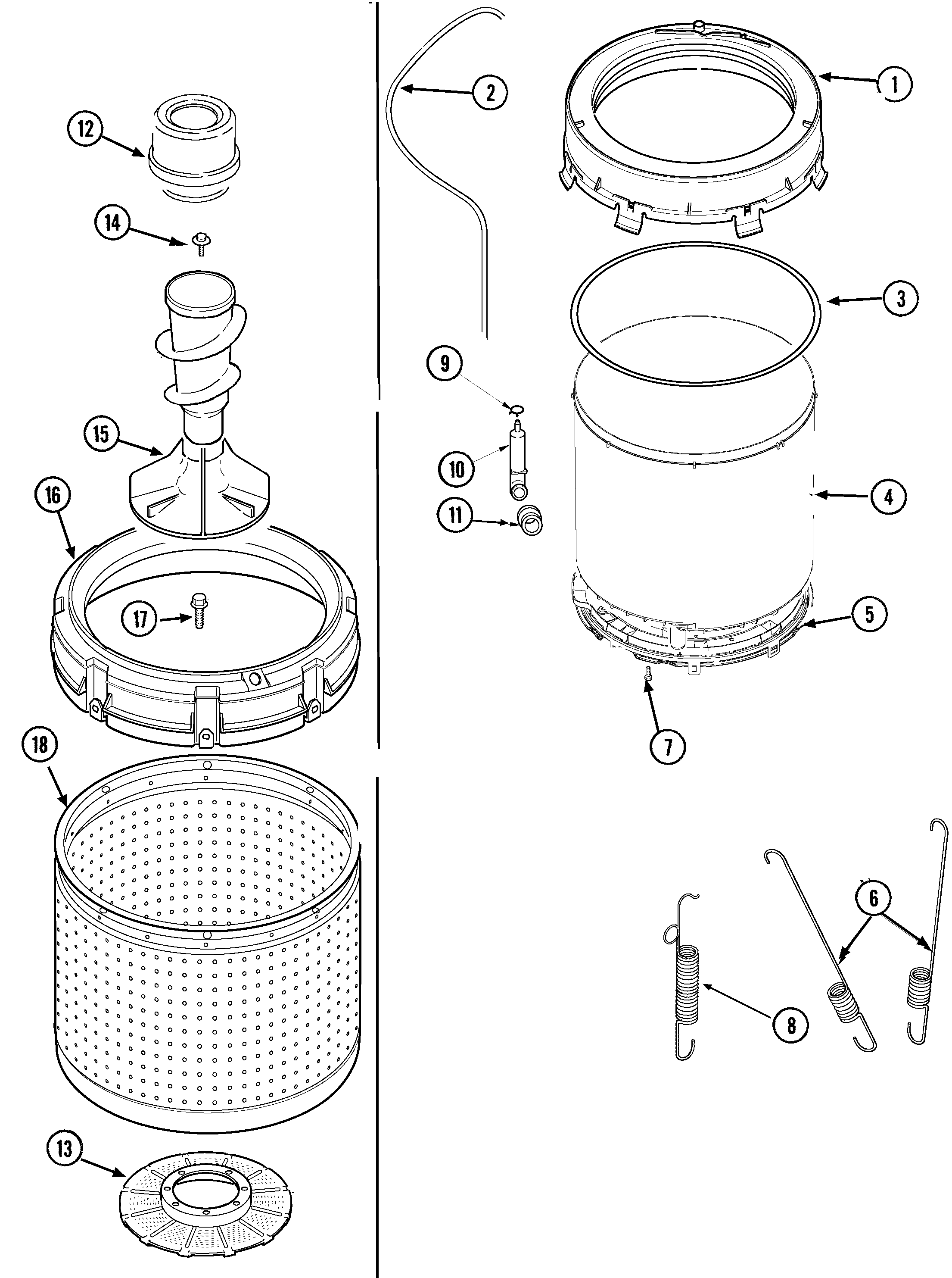 Maytag SAV5710AWW tub (inner & outer) diagram
