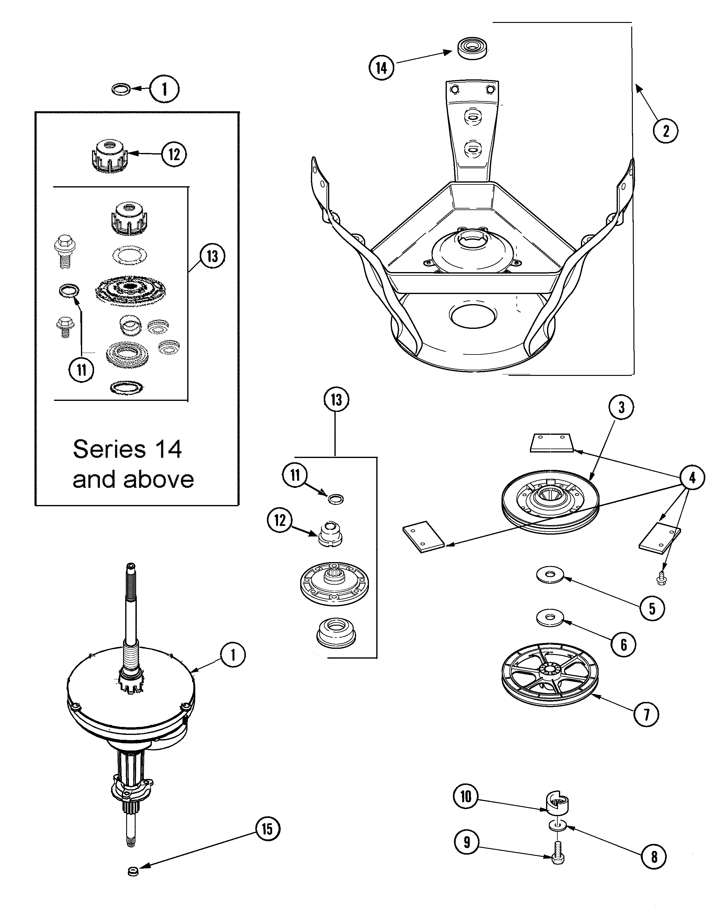 Maytag SAV5710AWW transmission & brake diagram