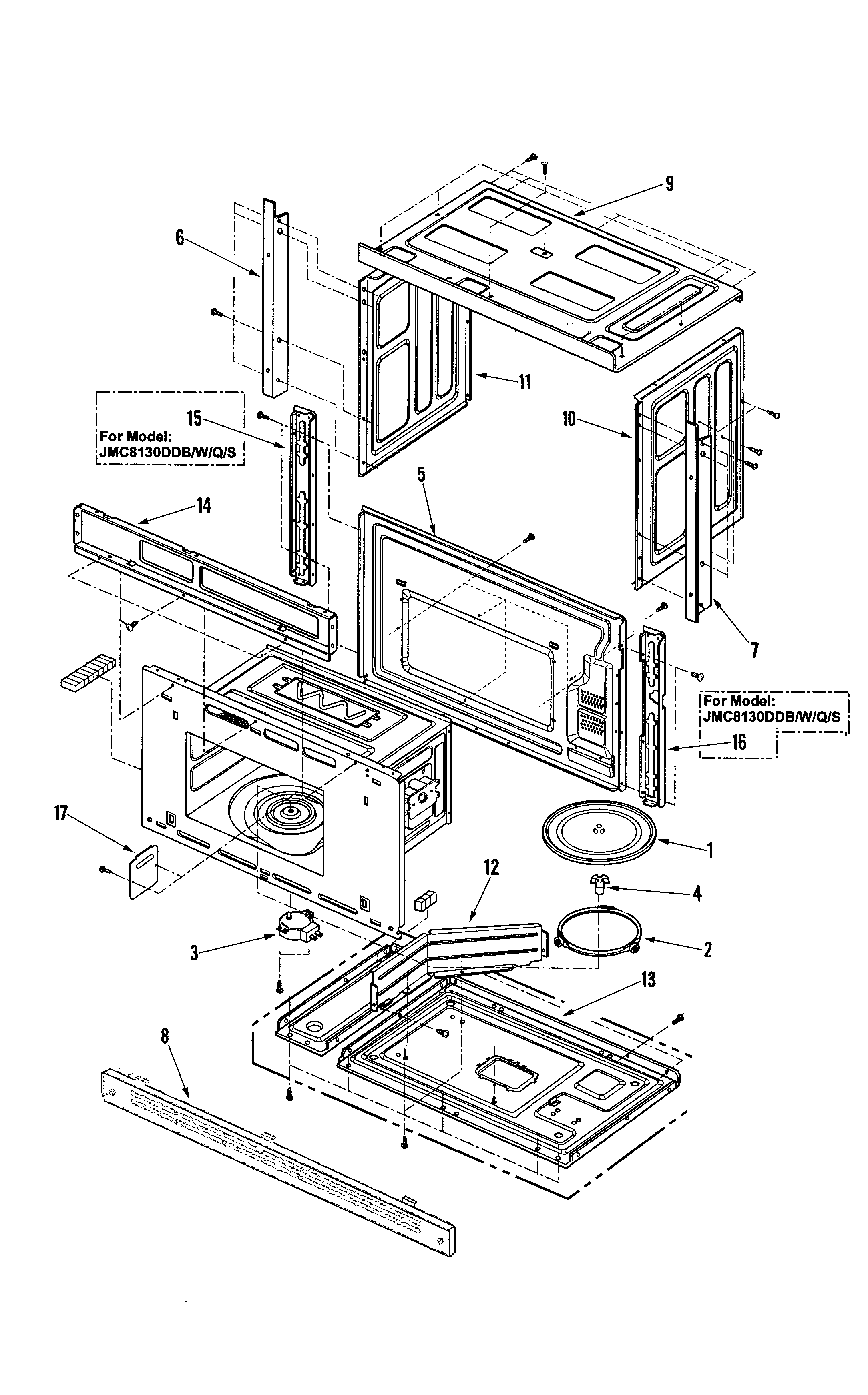 Jenn-Air JMC8130DDB body base & cavity diagram
