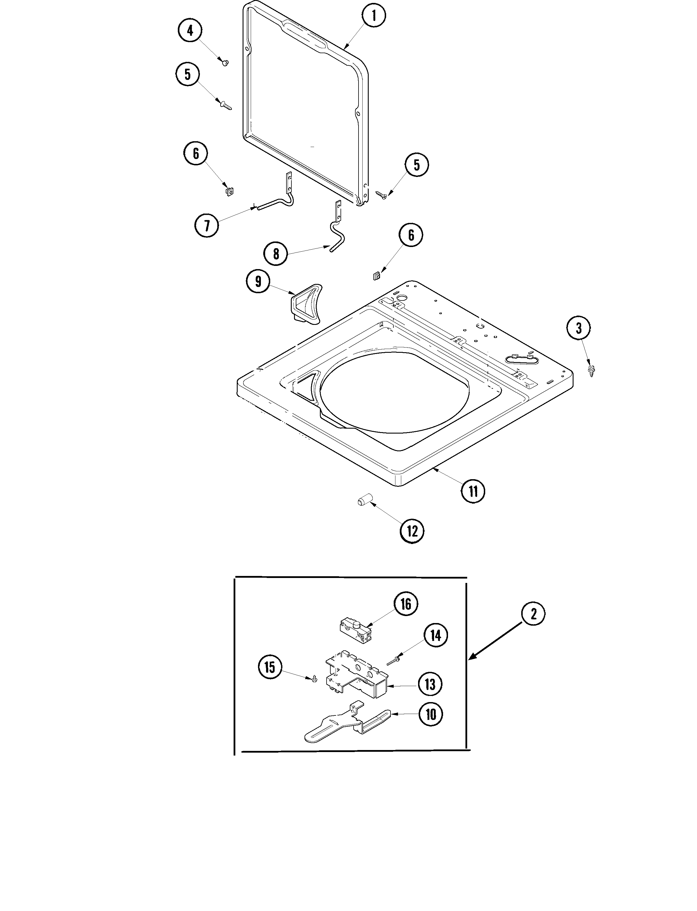 Maytag SAV4710AWW top and door switch diagram