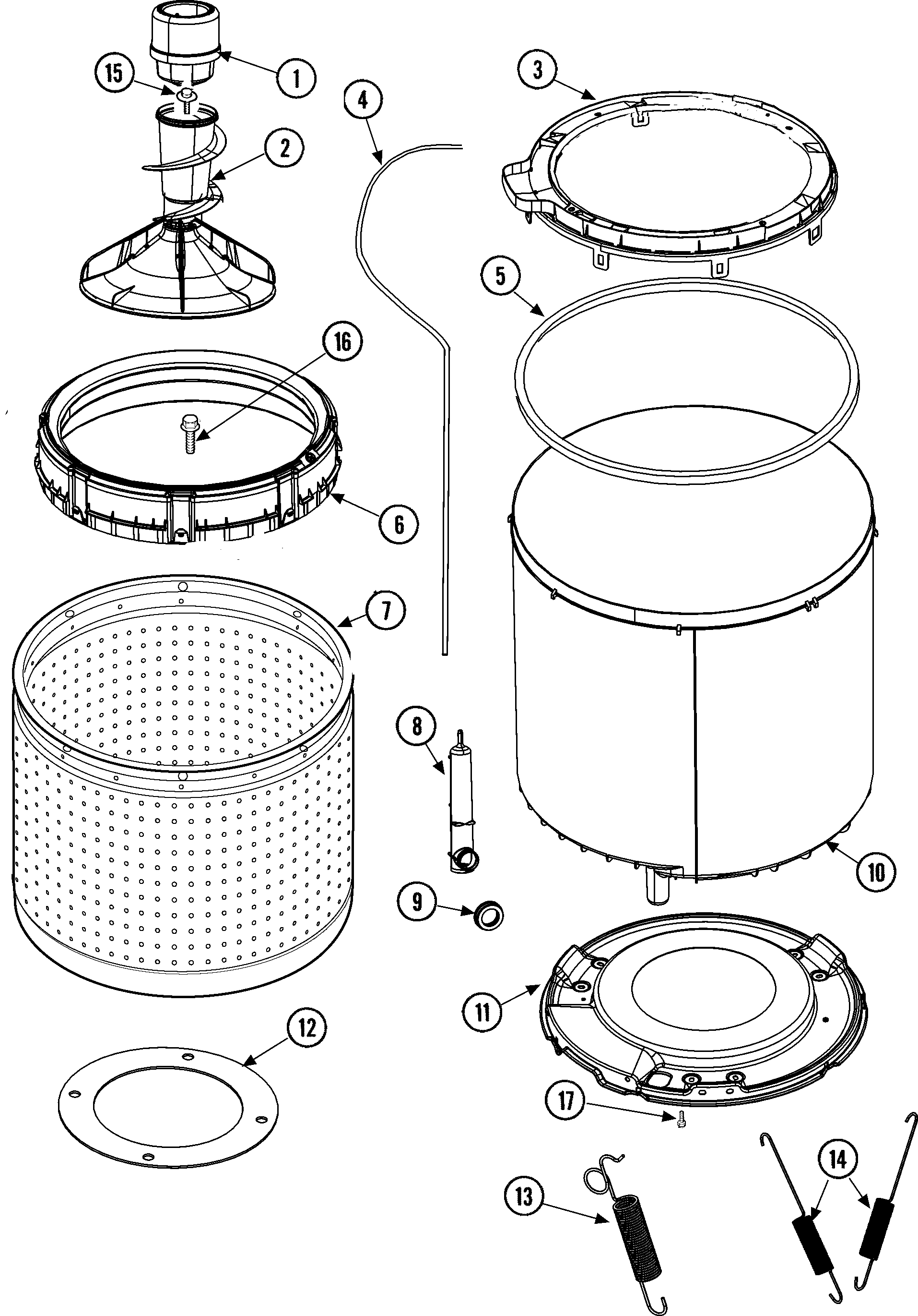 Maytag SAV4710AWW tub, inner & outer (series 12) diagram