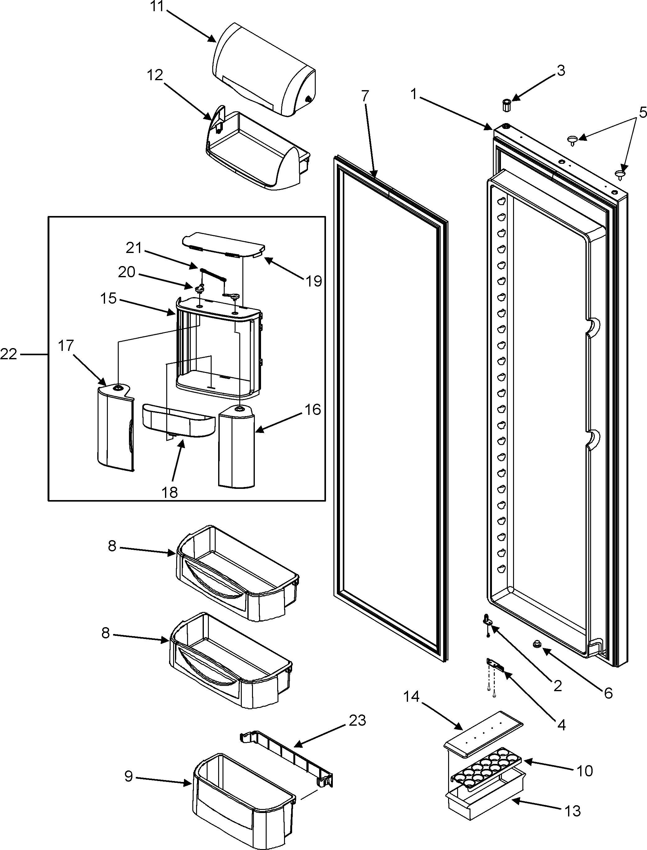 Maytag GS2625GEKS refrigerator door diagram