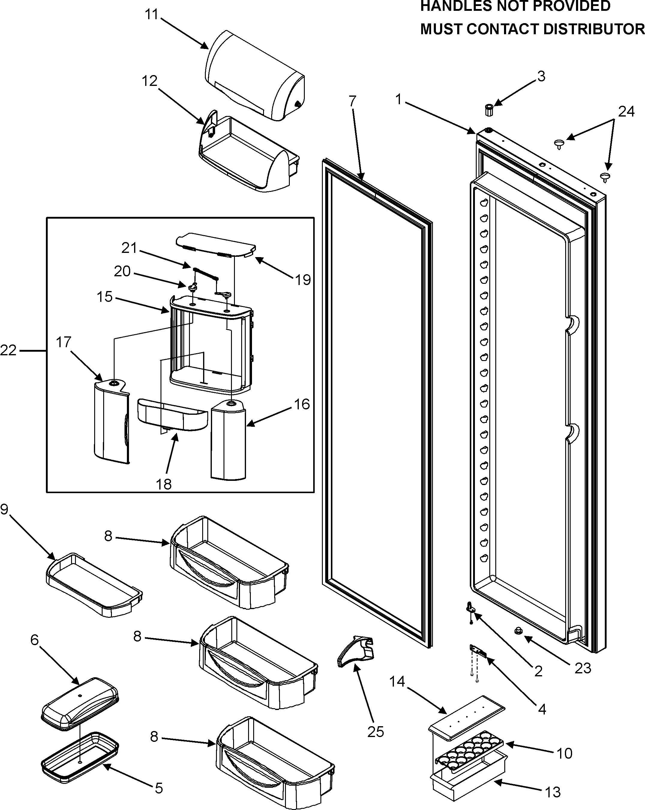 Jenn-Air JS2628HEKB refrigerator door diagram