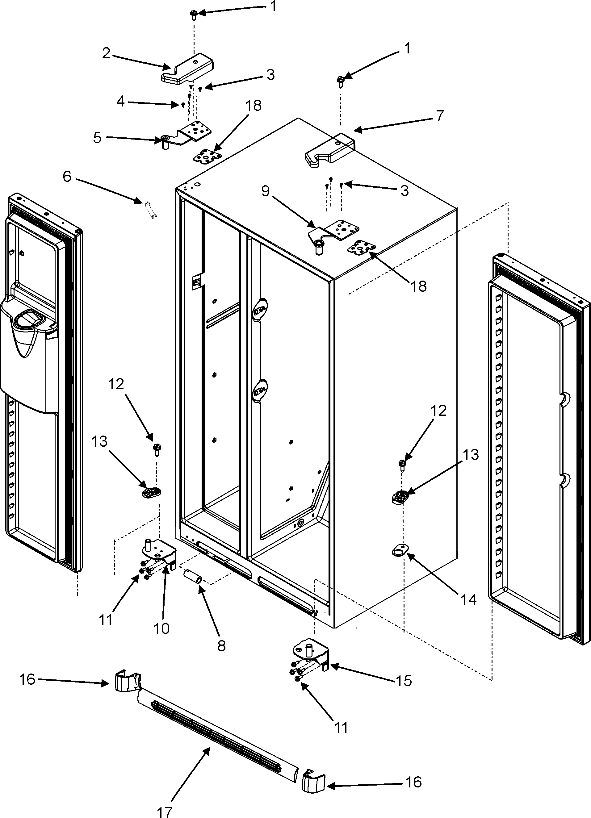 Jenn-Air JS2628HEKB hinges & toe grille diagram