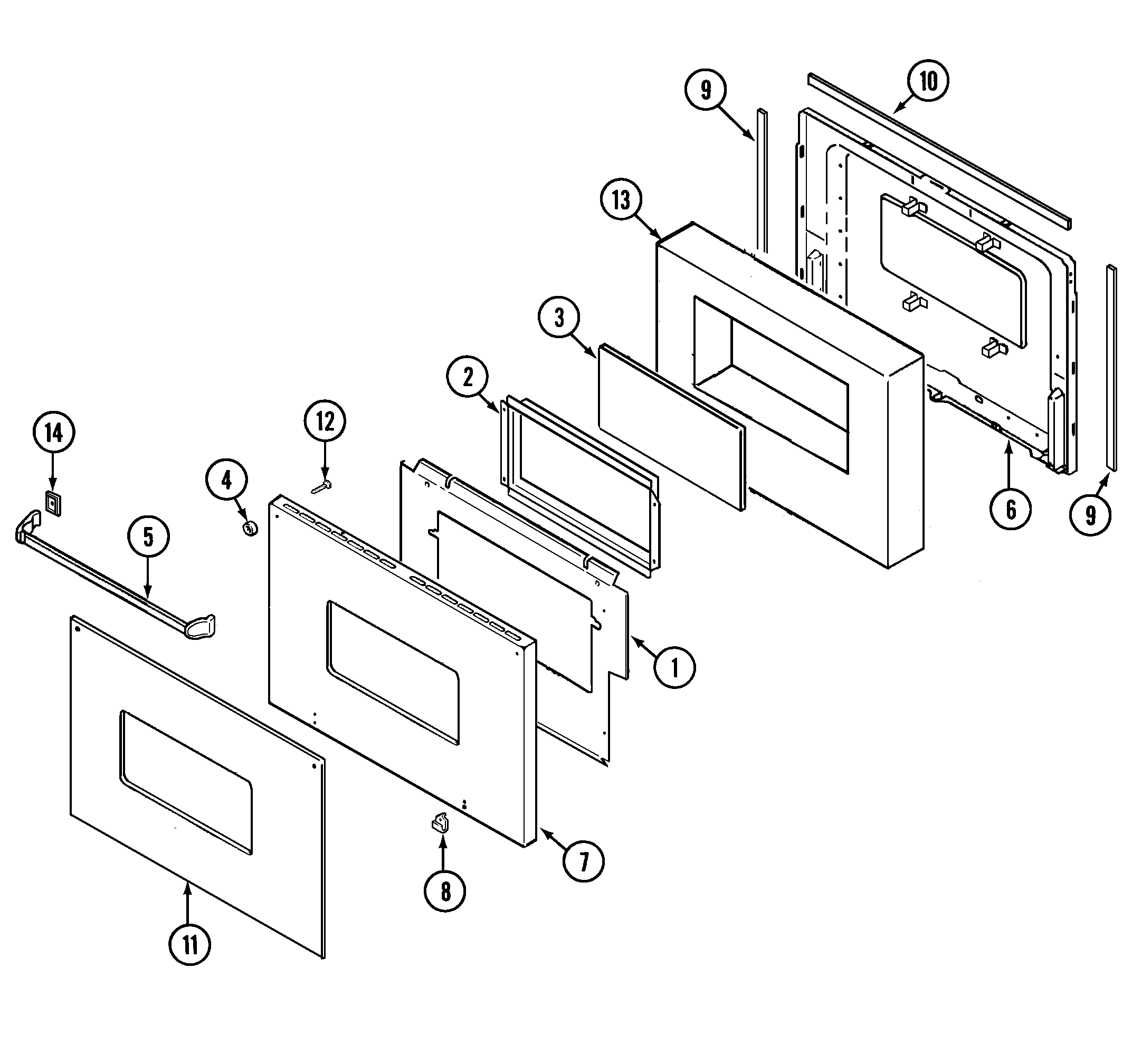 Magic Chef 9622XUB door (upper & lower) diagram