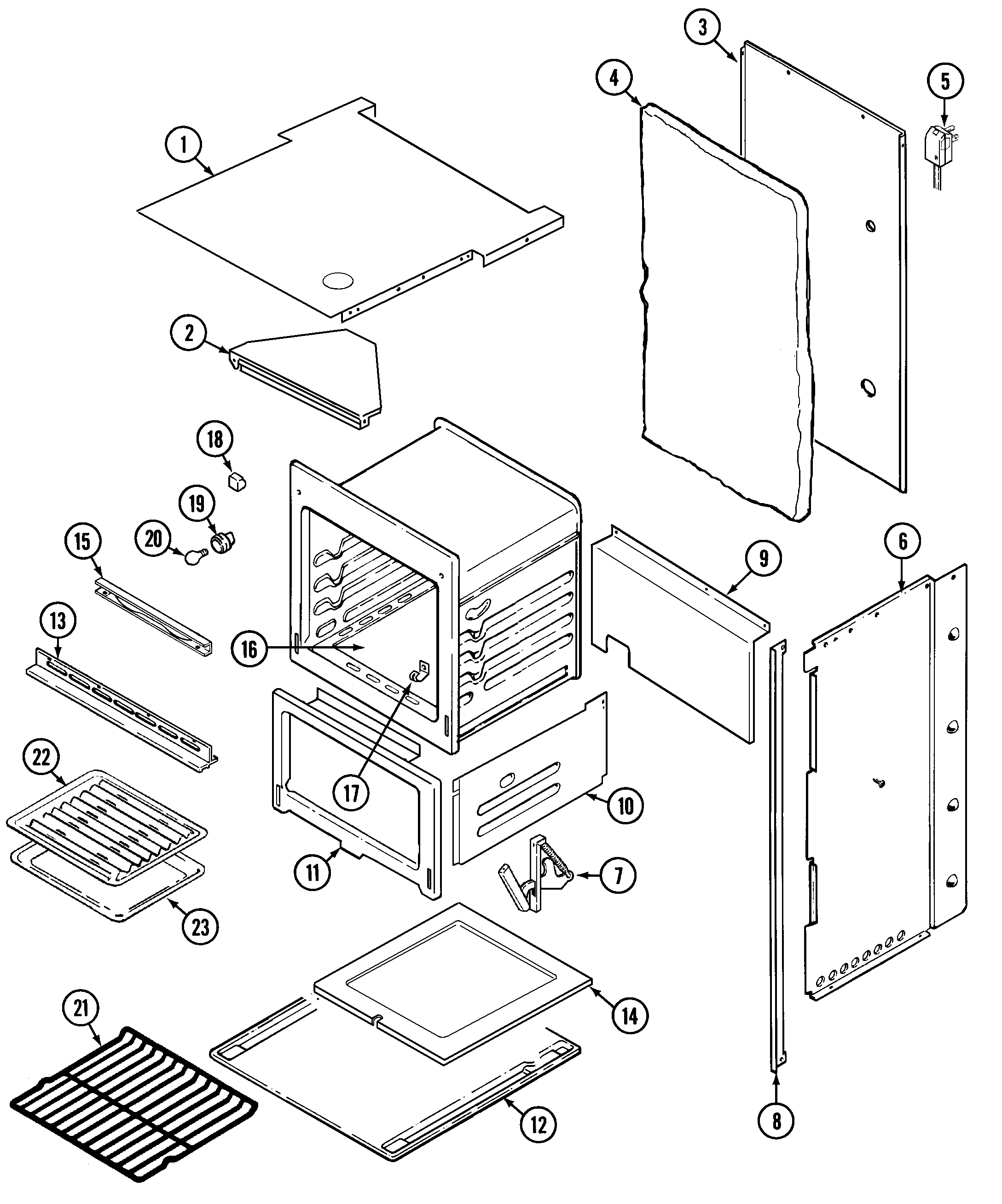 Magic Chef 9112WUV oven/body diagram
