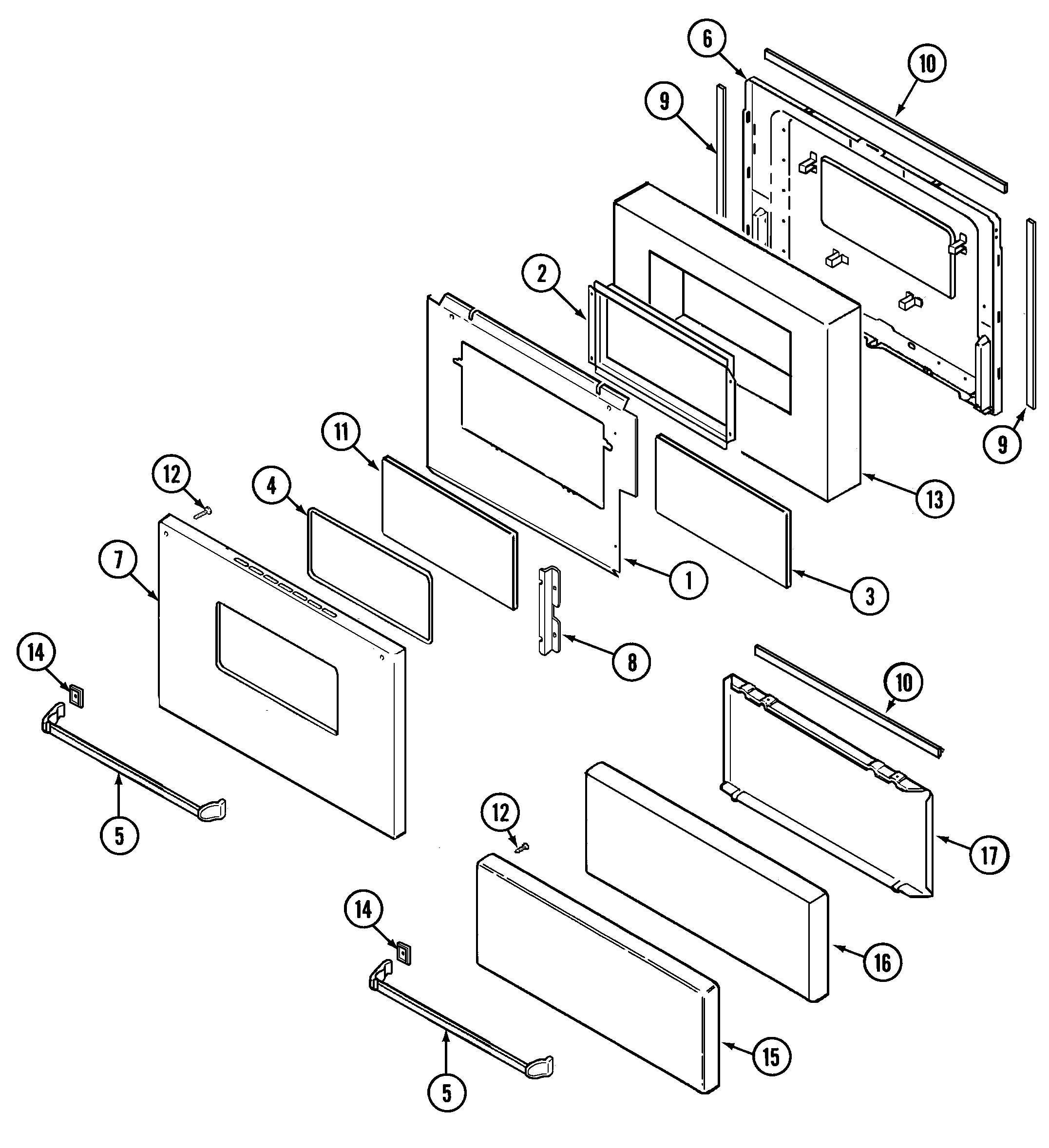 Magic Chef 9112WUV door (upper & lower) diagram