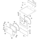 Amana ALE643RBW door, front, access and top panels diagram