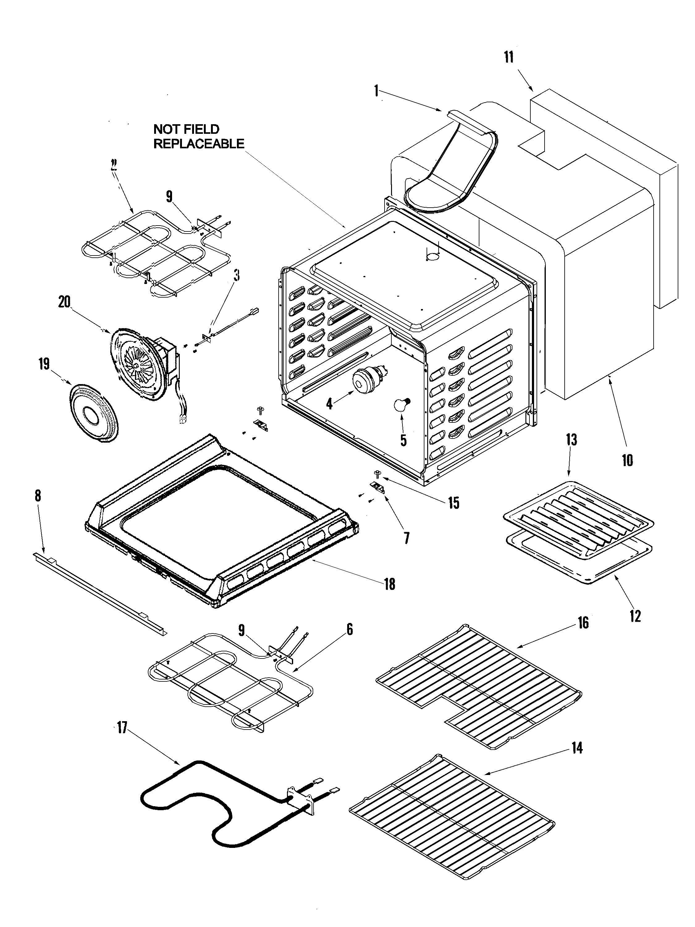 Amana AER5845QAF cavity diagram