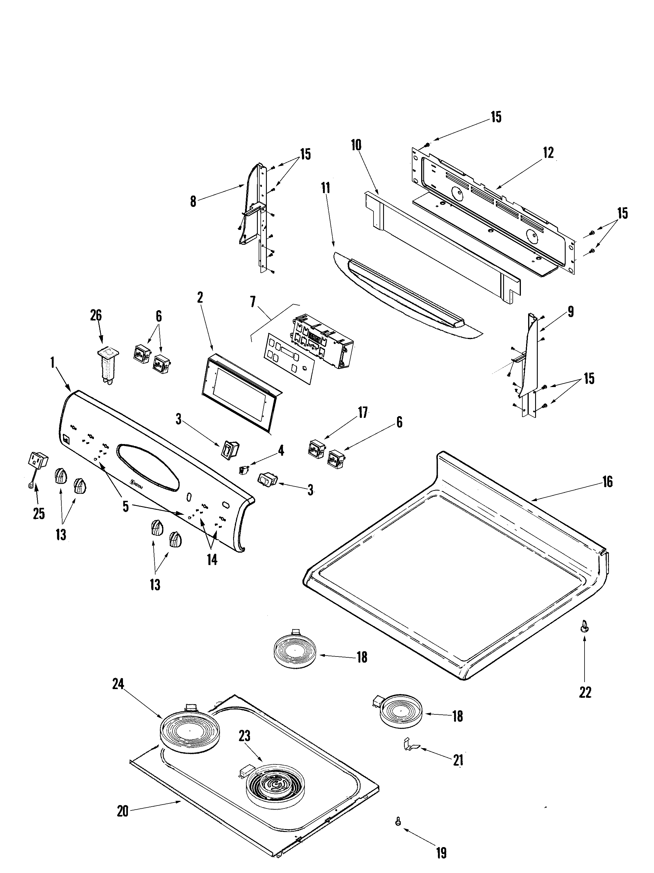 Maytag PER5750QCW control panel/top assembly diagram