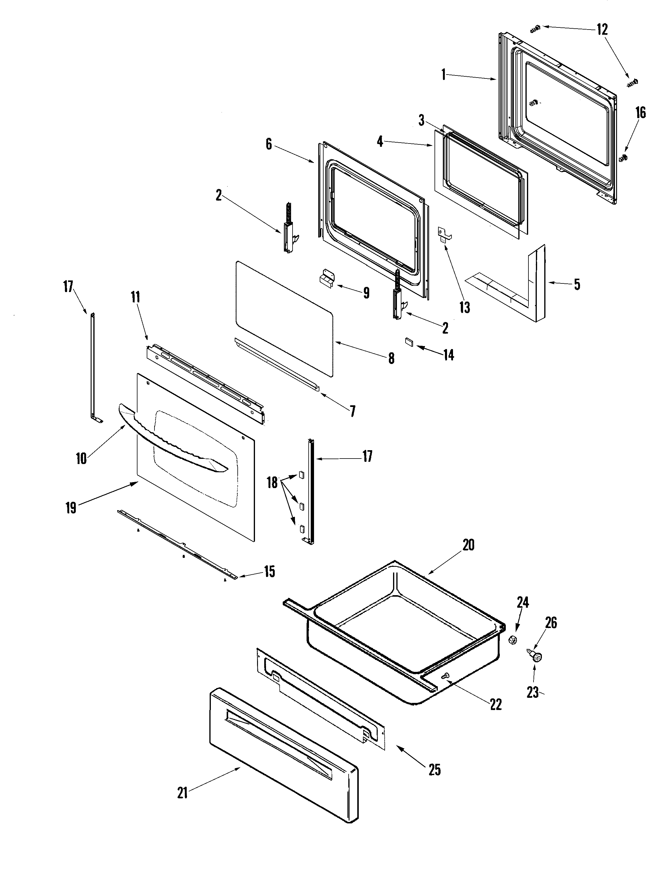 Maytag PGR5750LDW door/drawer diagram
