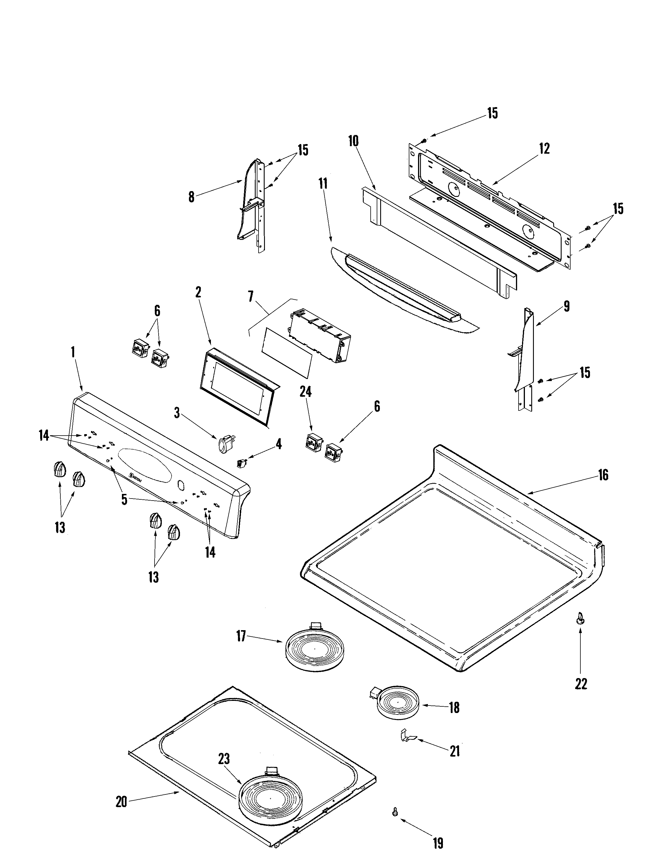 Maytag PER5750LAQ control panel/top assembly diagram